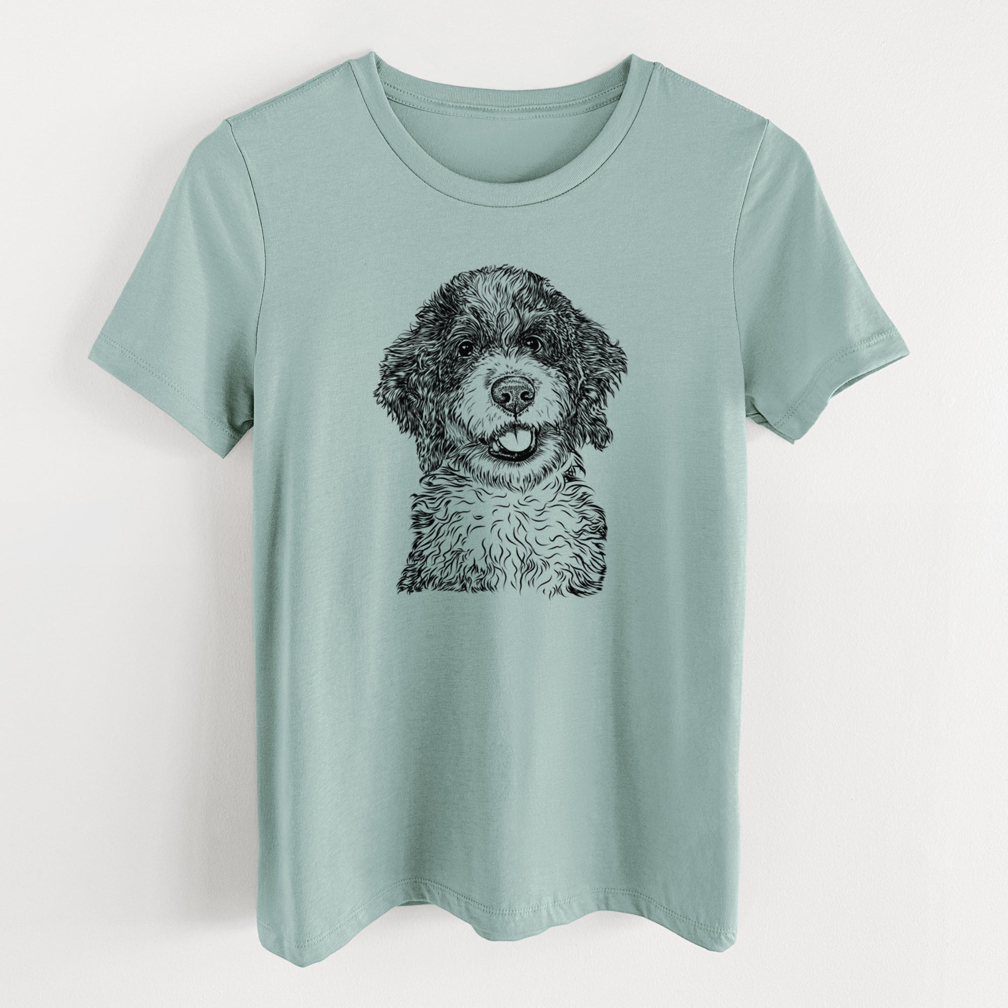 Bare Smoky the Bernedoodle Puppy - Women's Lightweight Relaxed Fit 100% Cotton Crewneck