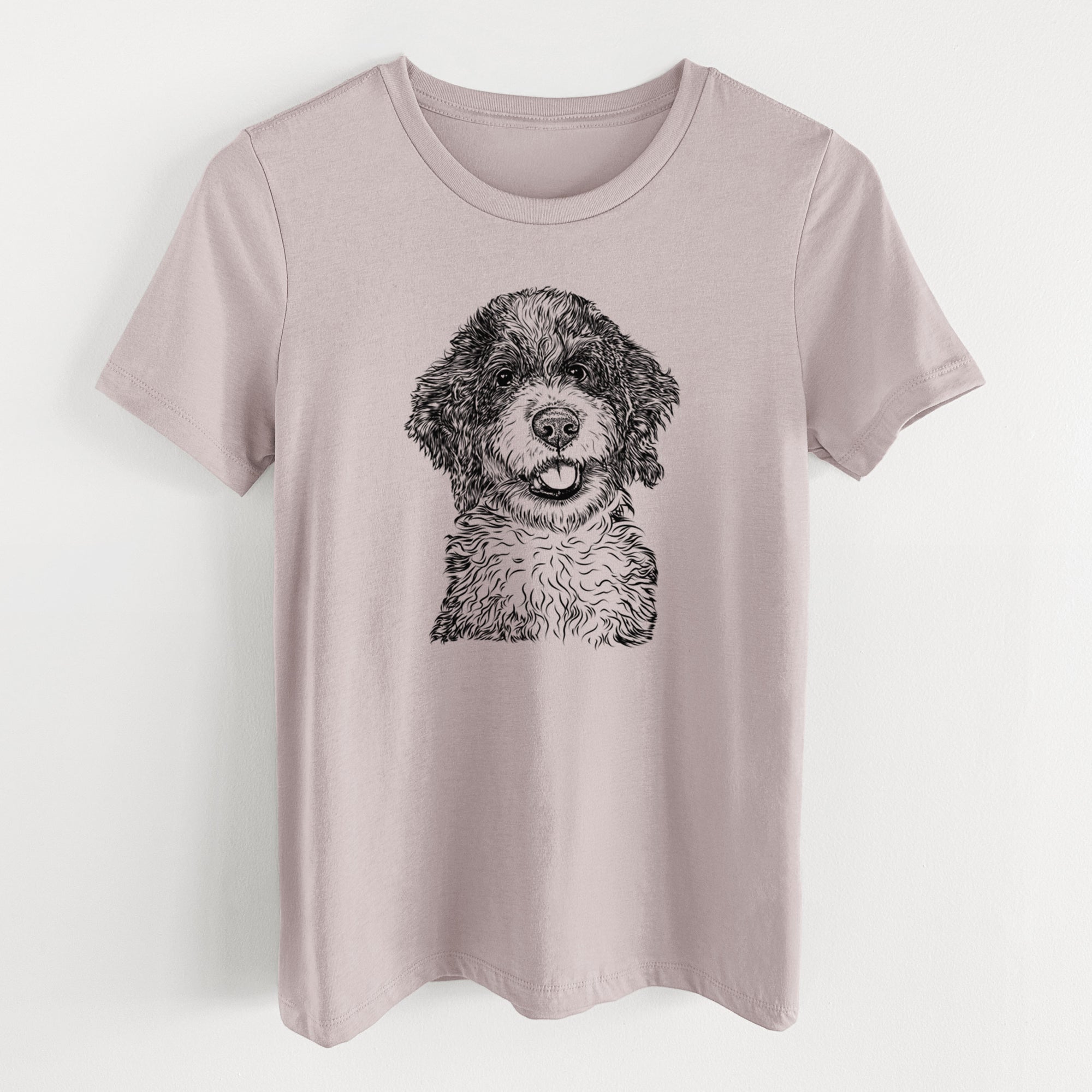 Bare Smoky the Bernedoodle Puppy - Women's Lightweight Relaxed Fit 100% Cotton Crewneck