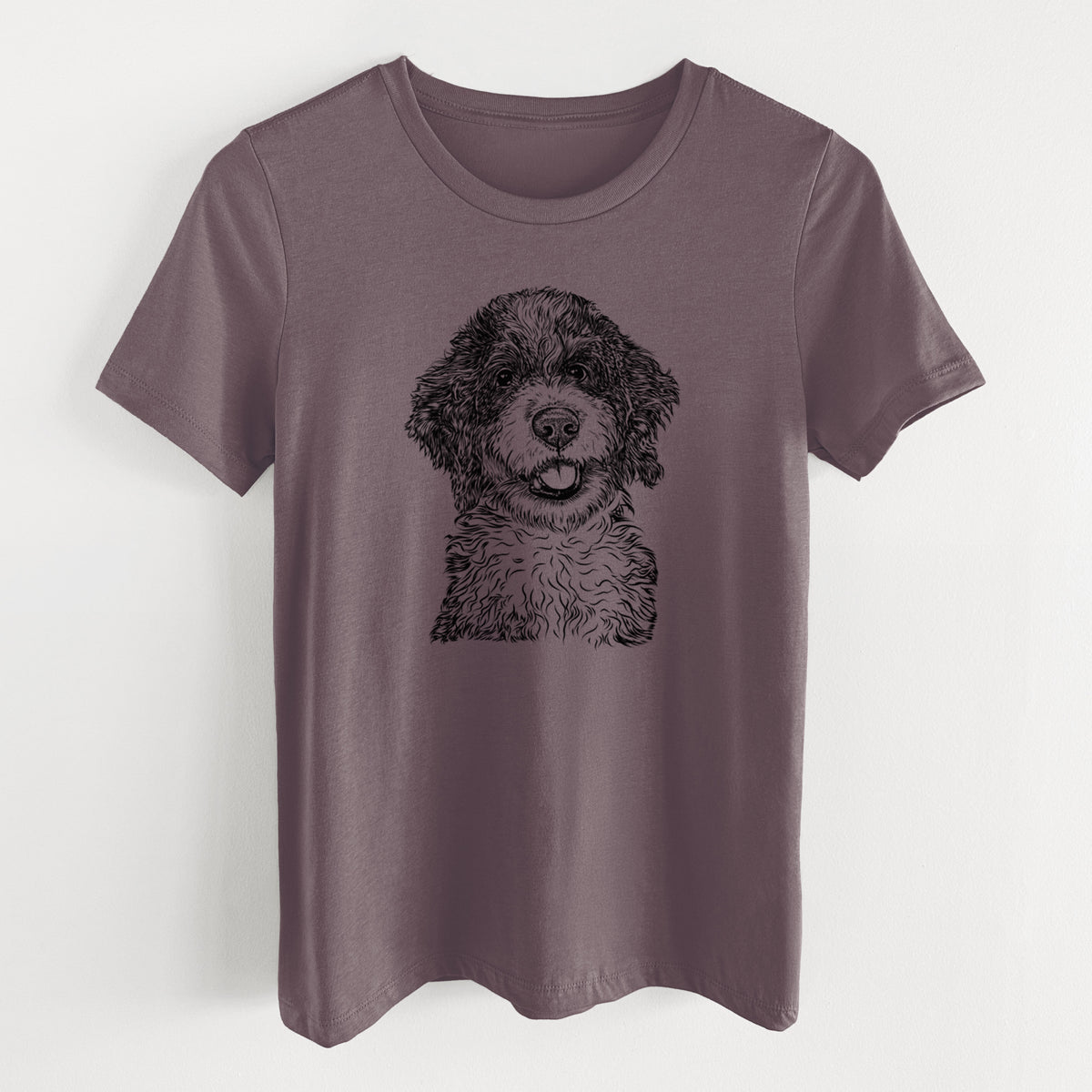 Bare Smoky the Bernedoodle Puppy - Women's Lightweight Relaxed Fit 100% Cotton Crewneck