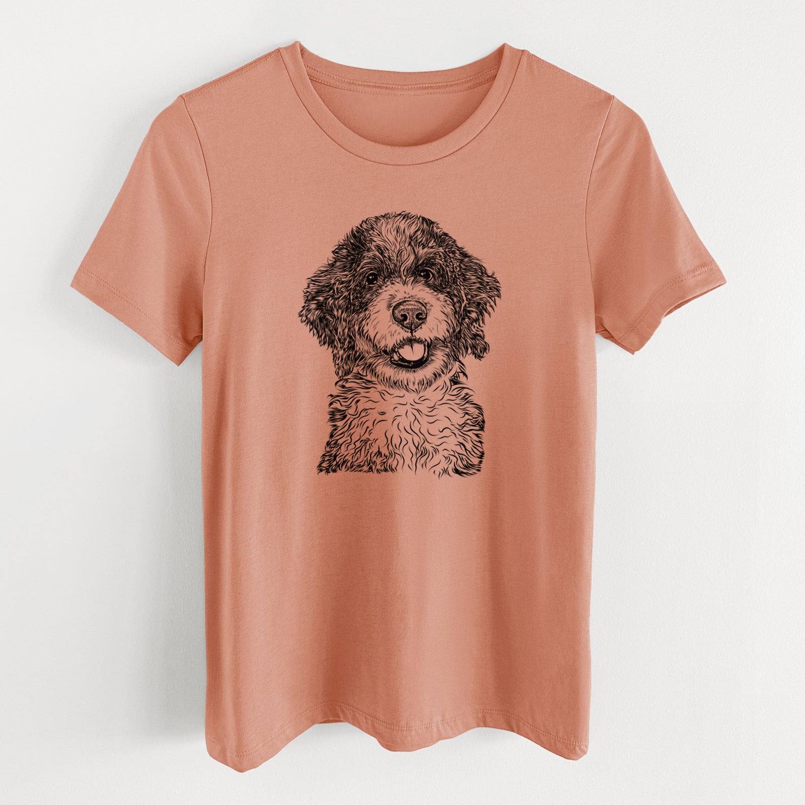 Bare Smoky the Bernedoodle Puppy - Women's Lightweight Relaxed Fit 100% Cotton Crewneck