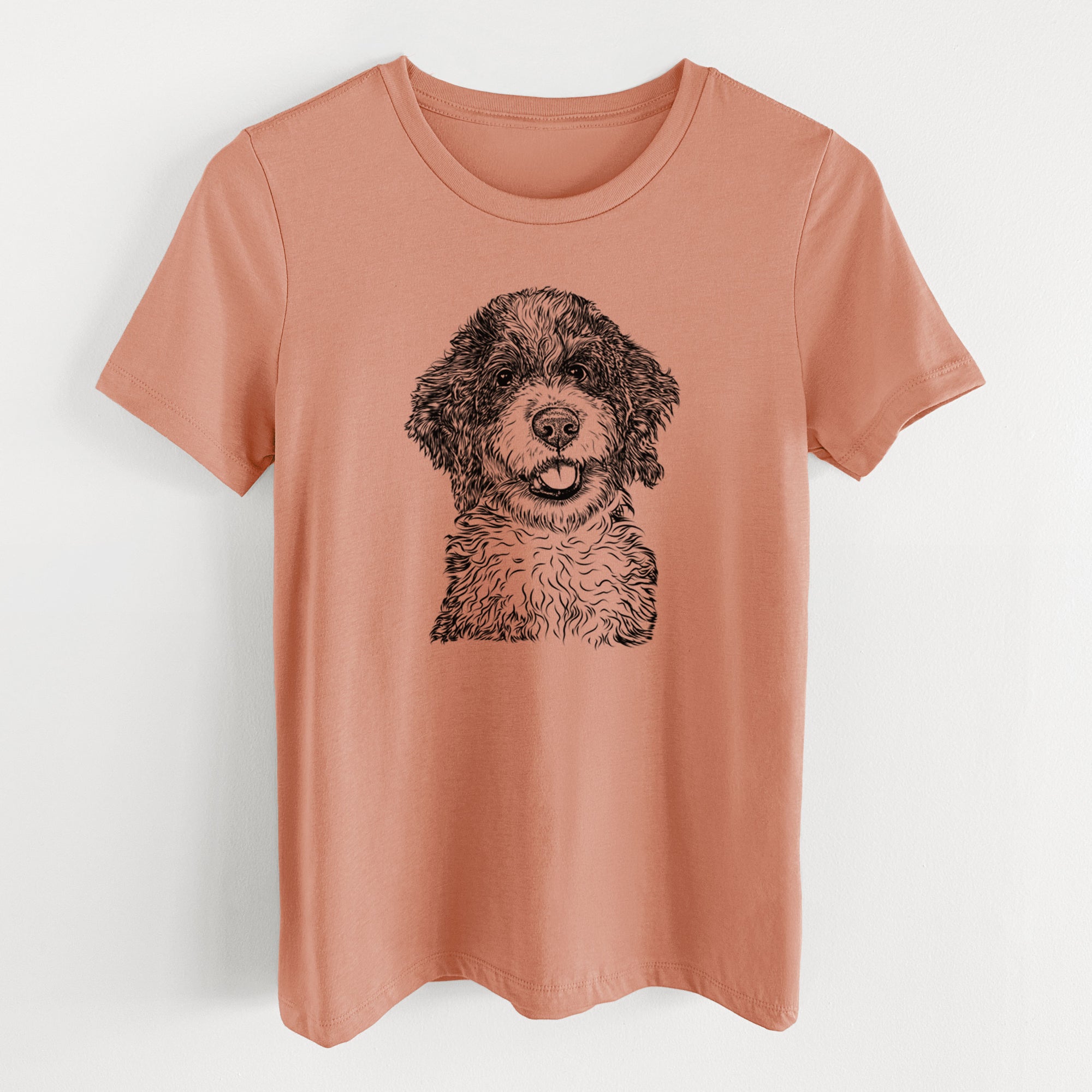 Bare Smoky the Bernedoodle Puppy - Women's Lightweight Relaxed Fit 100% Cotton Crewneck