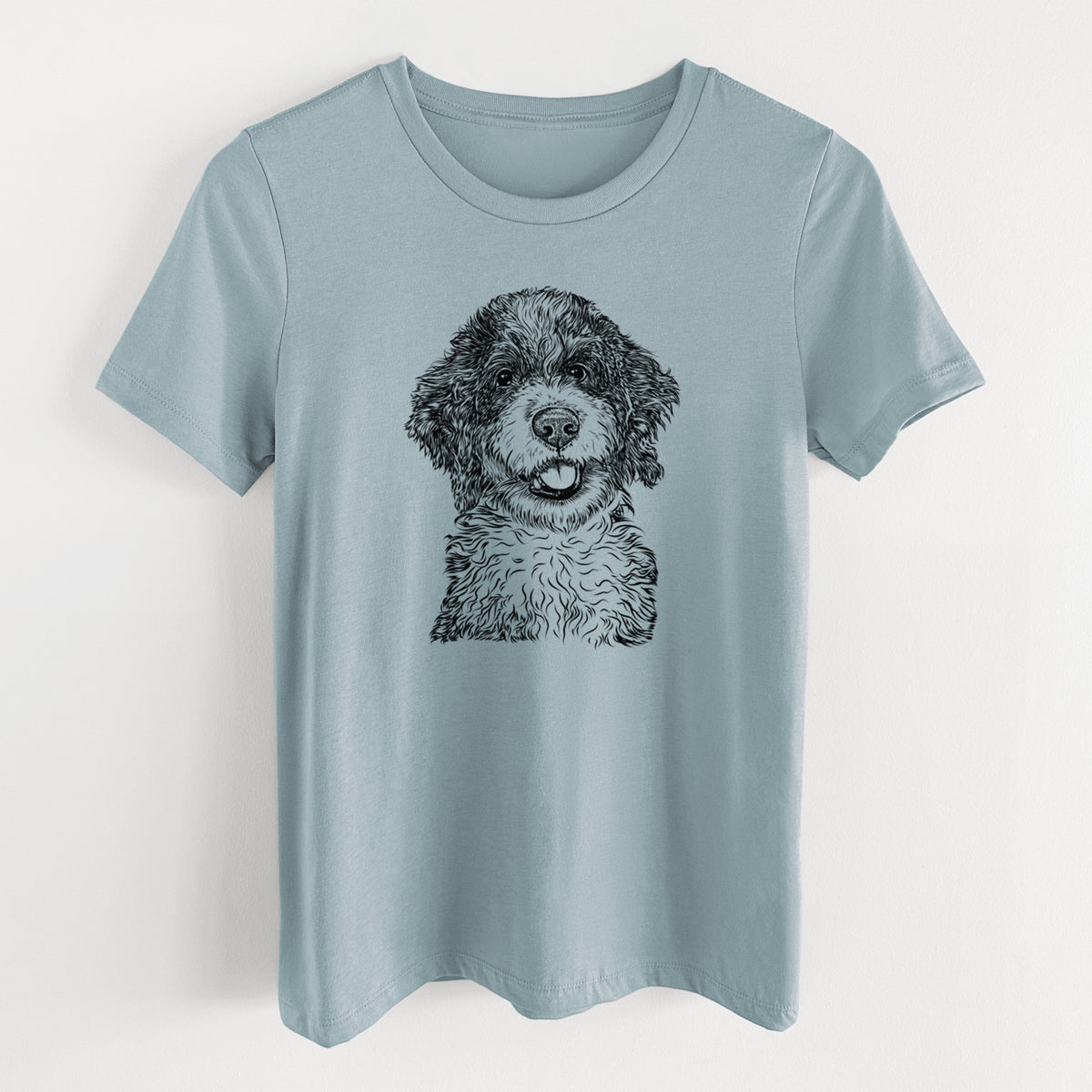 Bare Smoky the Bernedoodle Puppy - Women's Lightweight Relaxed Fit 100% Cotton Crewneck