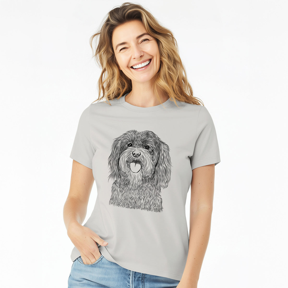 Bare Sophie the Havanese - Women's Lightweight Relaxed Fit 100% Cotton Crewneck