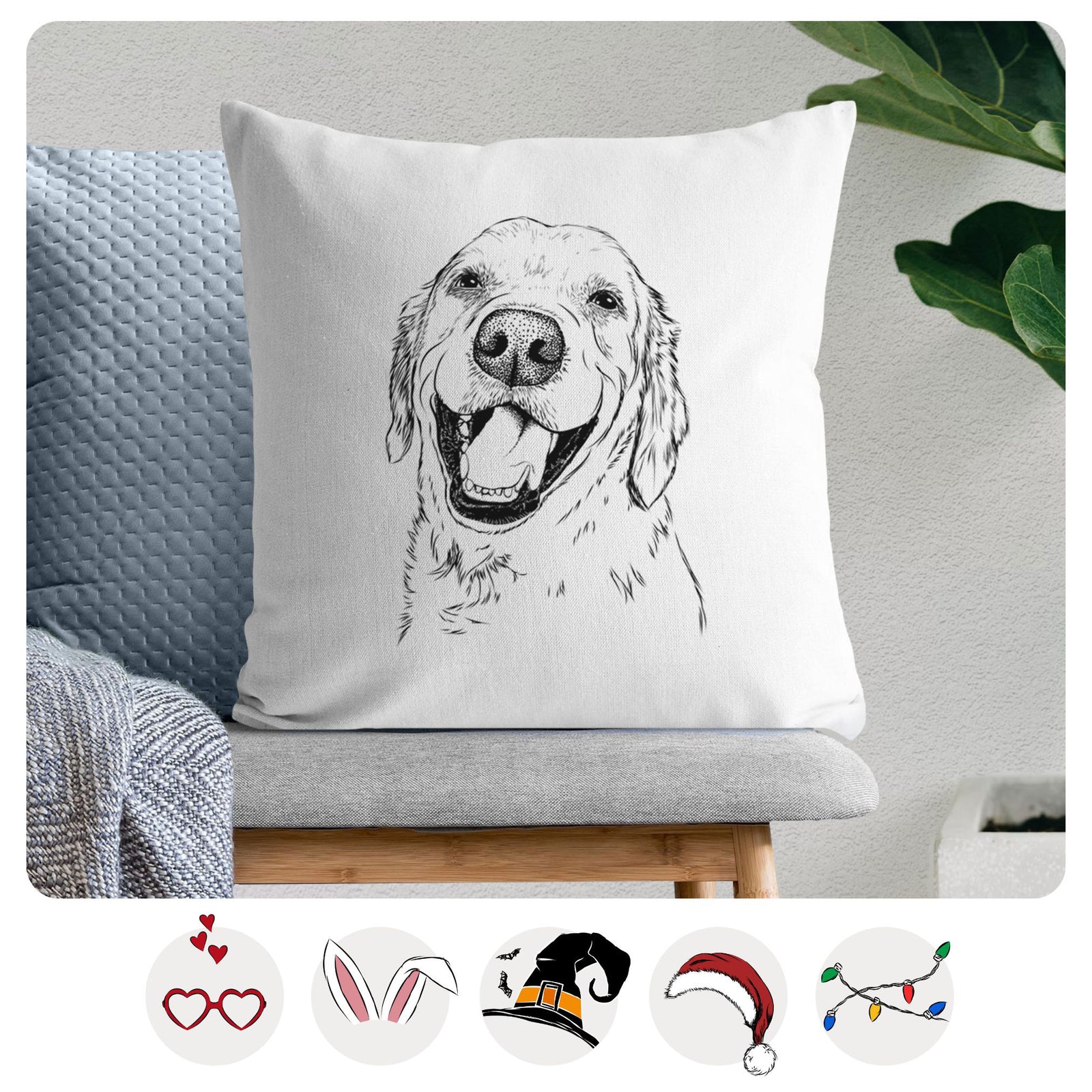 Spanky the Golden Retriever - Throw Pillow Cover