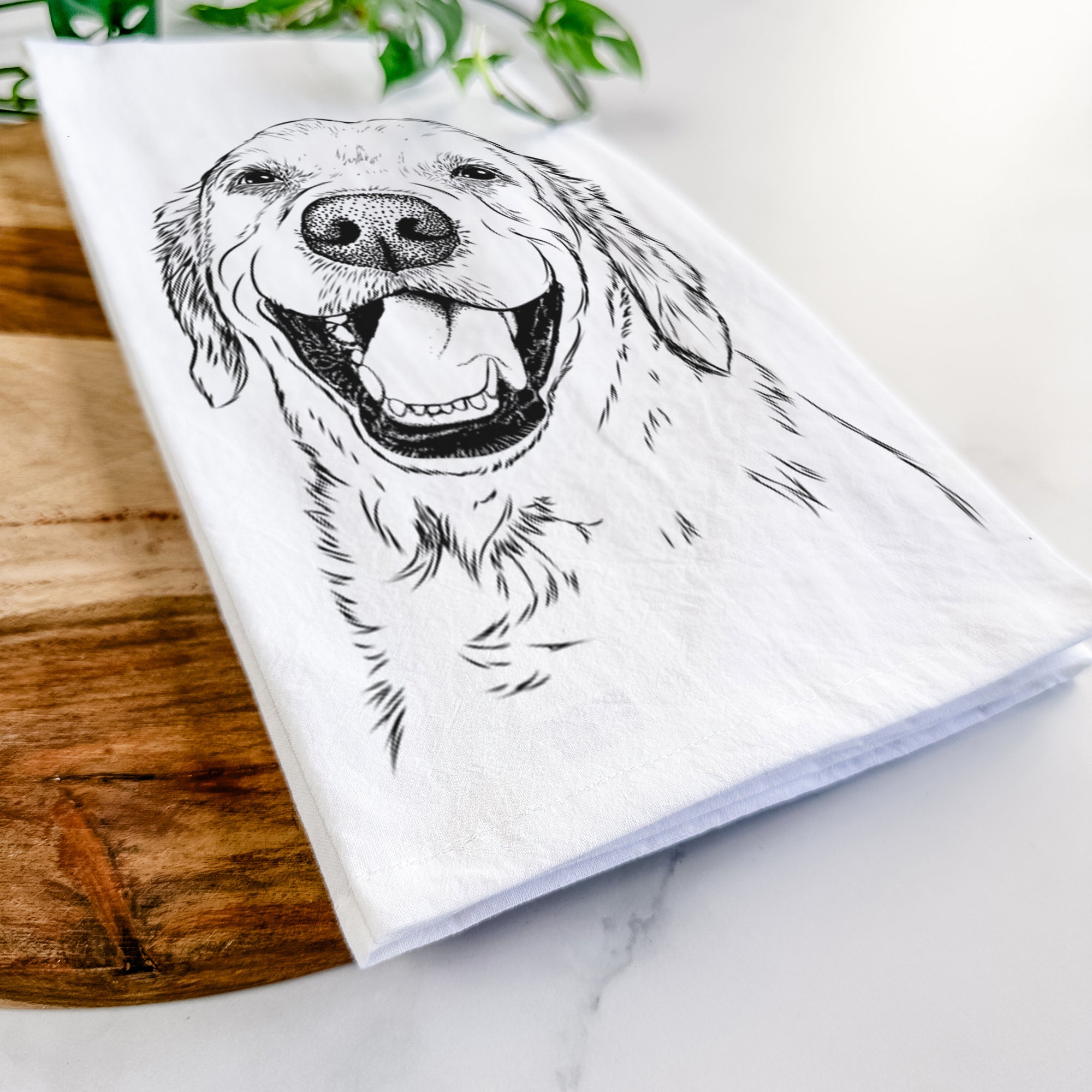 Spanky the Golden Retriever Tea Towel