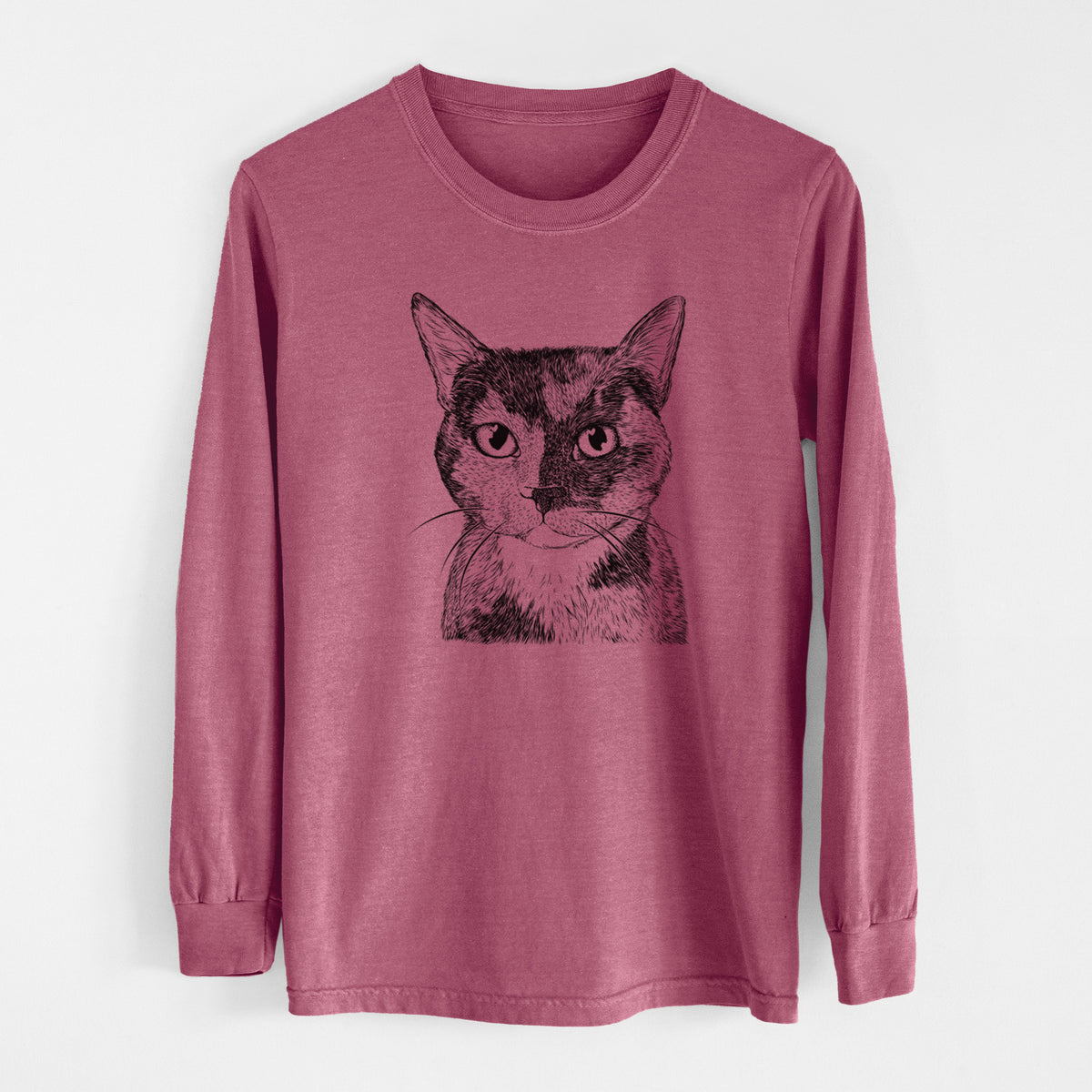 Bare Spooky Kitty the Tortoiseshell Cat - Men's Heavyweight 100% Cotton Long Sleeve