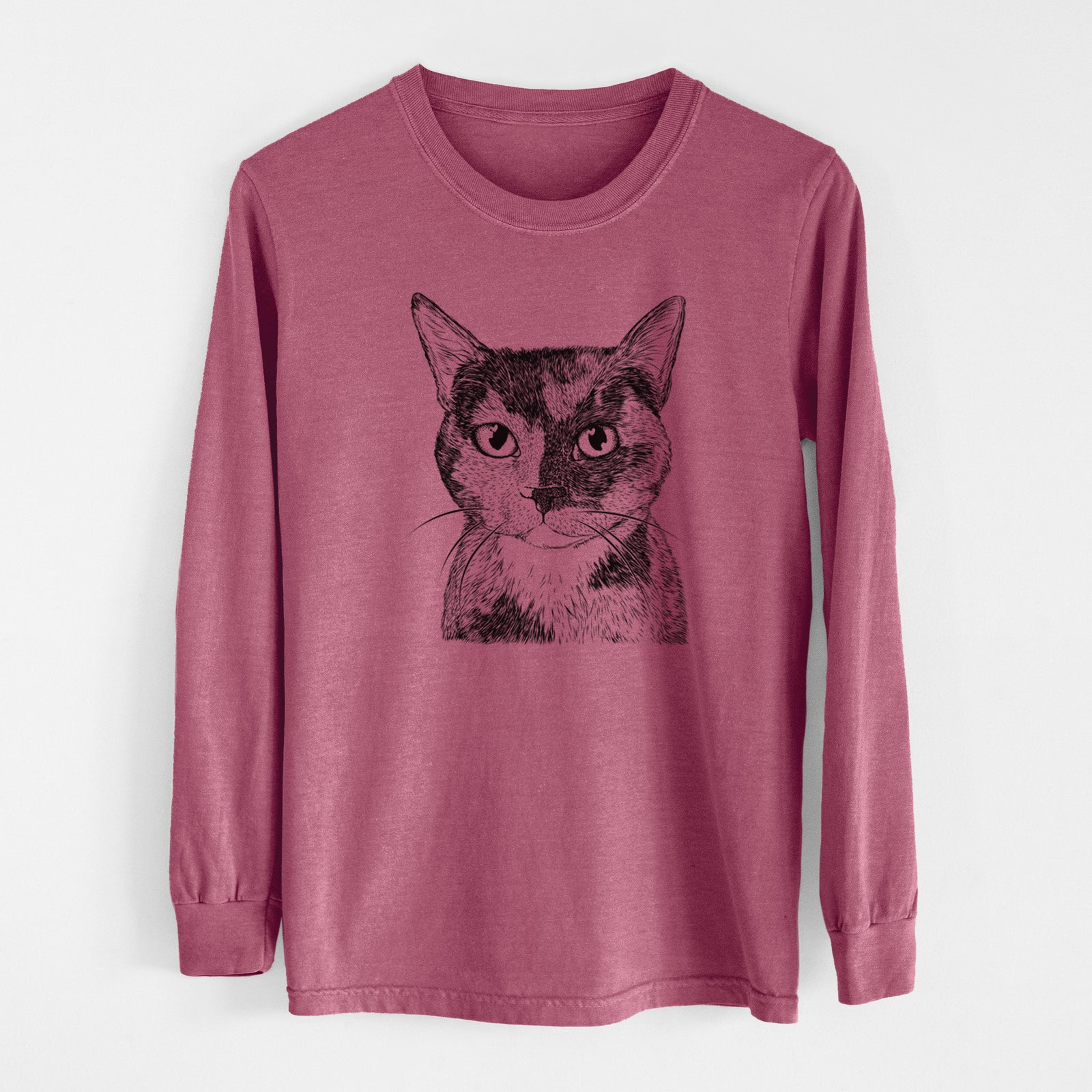Bare Spooky Kitty the Tortoiseshell Cat - Men's Heavyweight 100% Cotton Long Sleeve