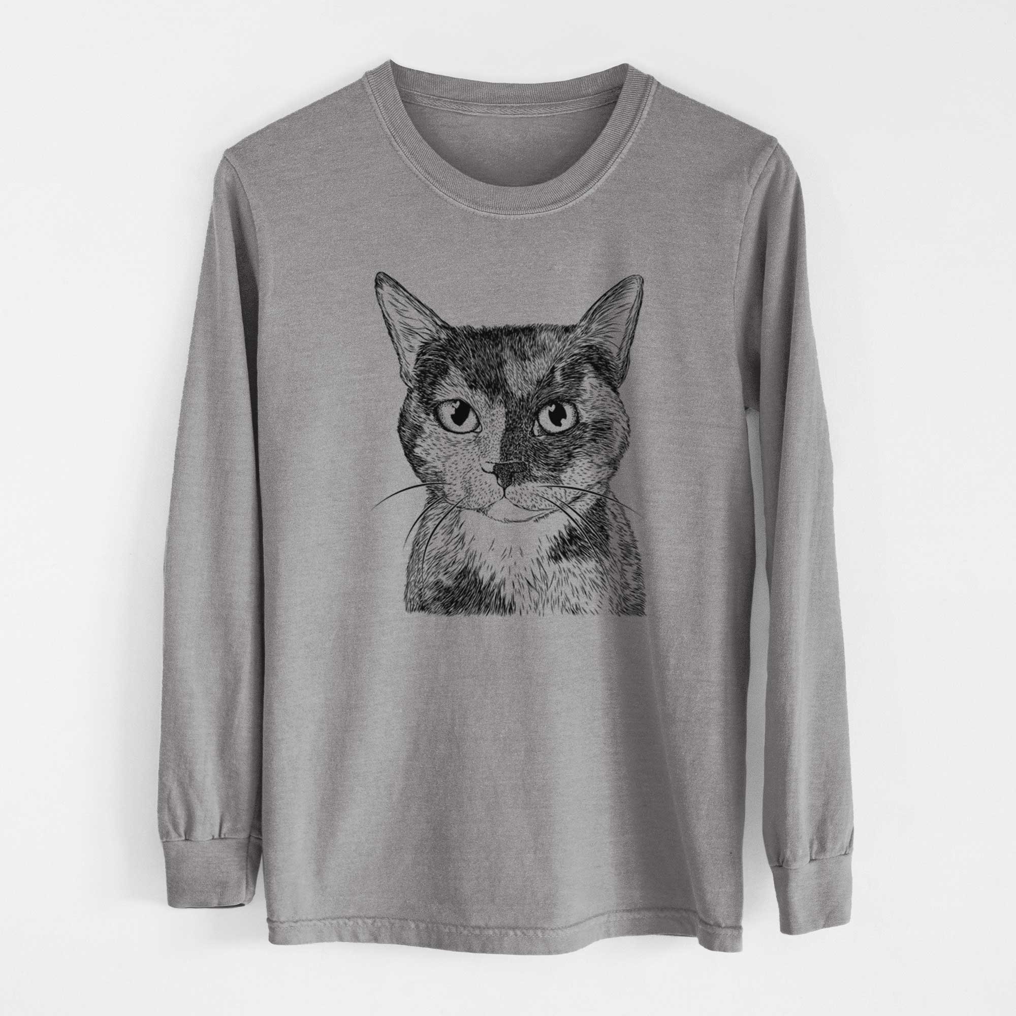 Bare Spooky Kitty the Tortoiseshell Cat - Men's Heavyweight 100% Cotton Long Sleeve