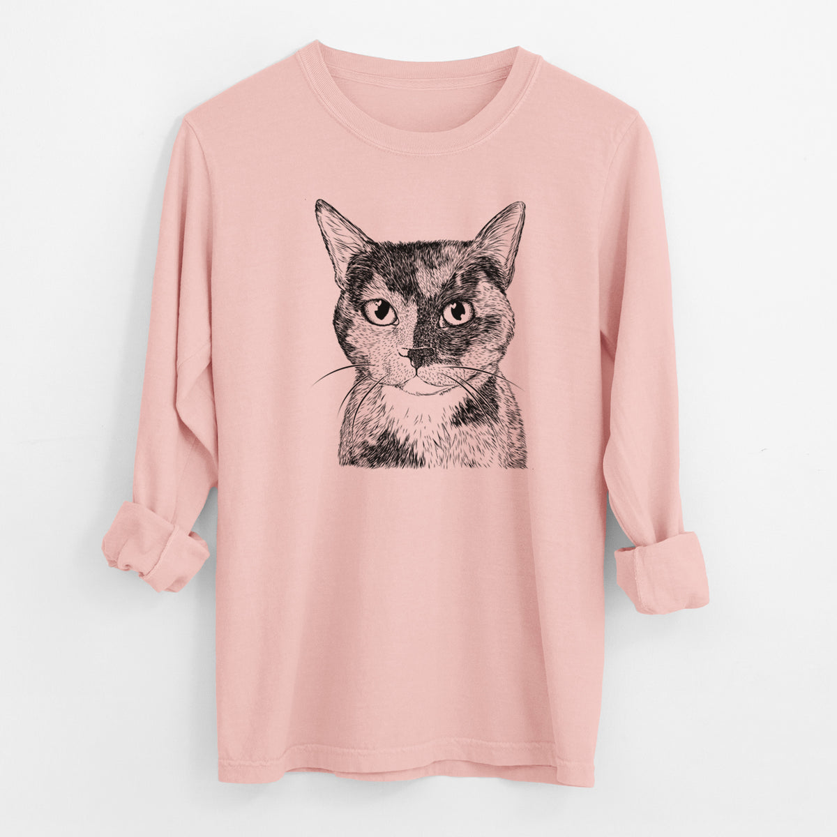 Bare Spooky Kitty the Tortoiseshell Cat - Men's Heavyweight 100% Cotton Long Sleeve