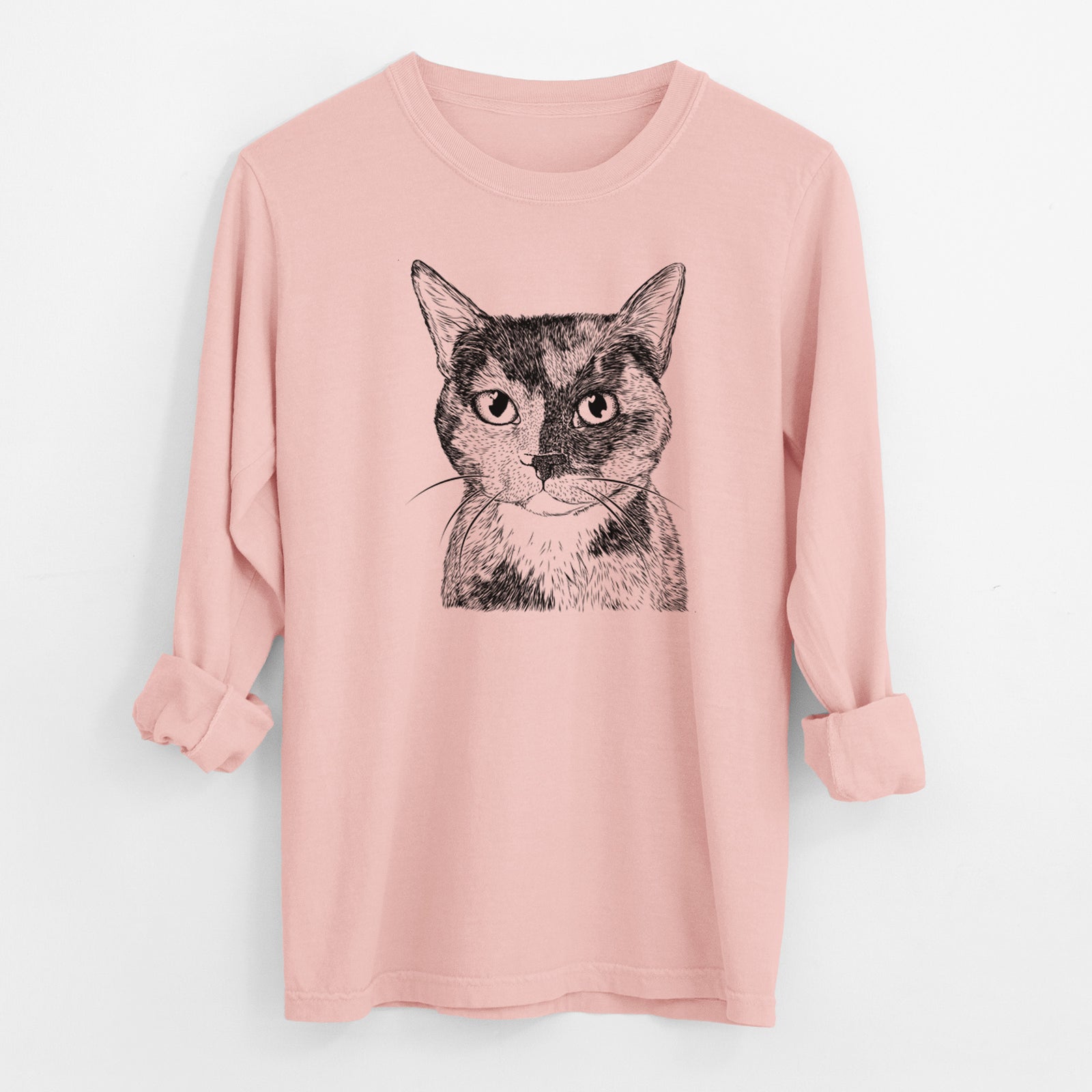 Bare Spooky Kitty the Tortoiseshell Cat - Men's Heavyweight 100% Cotton Long Sleeve