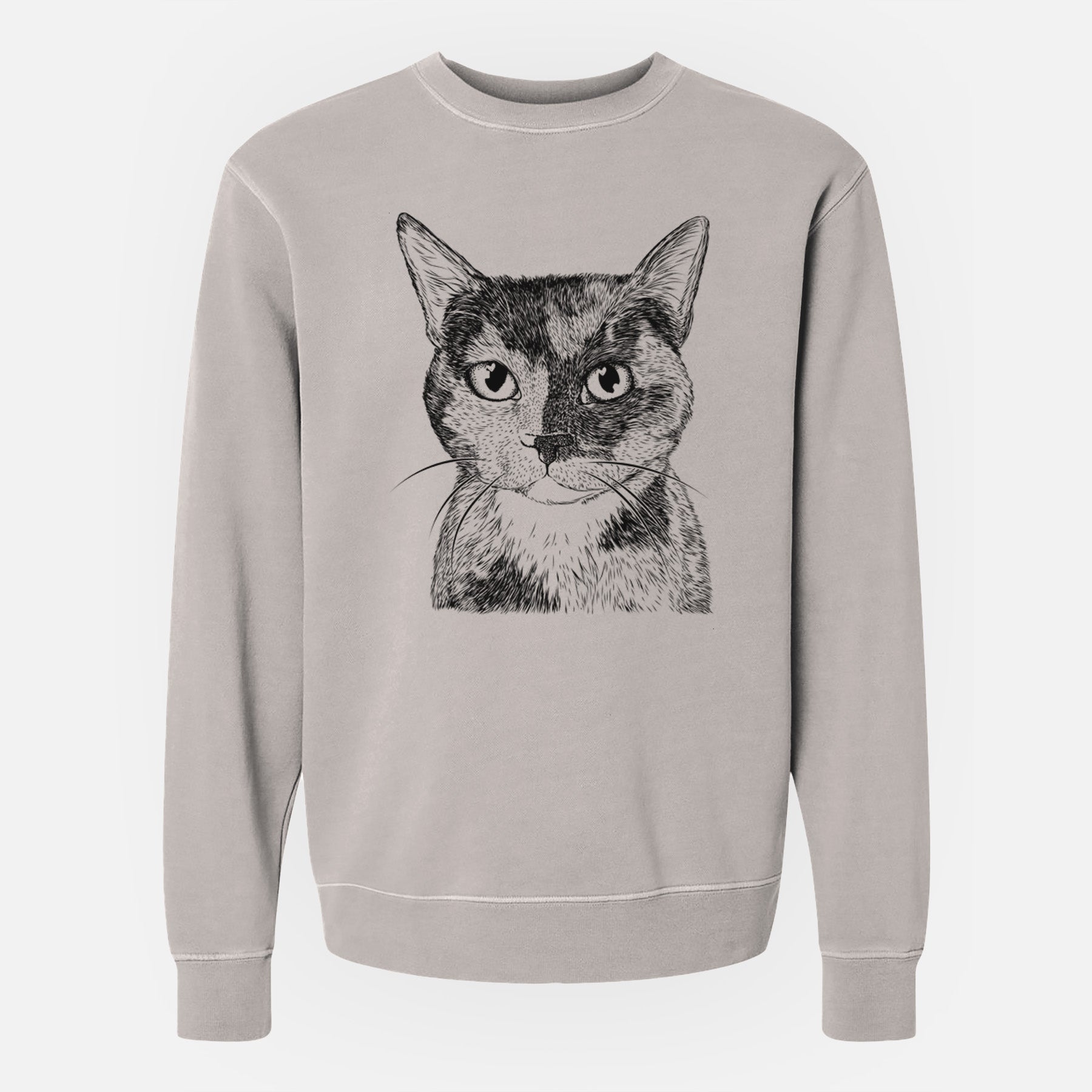 Bare Spooky Kitty the Tortoiseshell Cat - Unisex Pigment Dyed Crew Sweatshirt