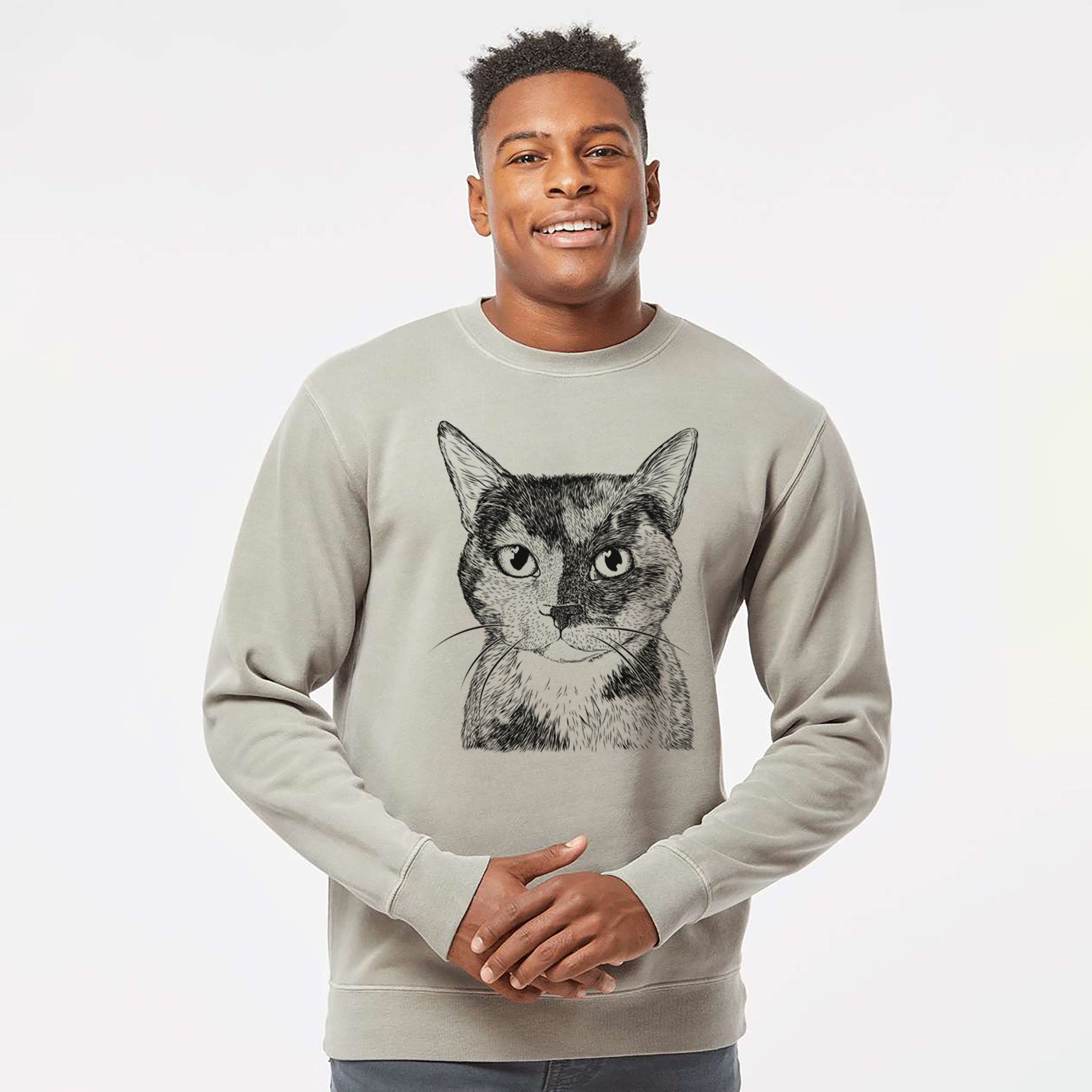 Bare Spooky Kitty the Tortoiseshell Cat - Unisex Pigment Dyed Crew Sweatshirt