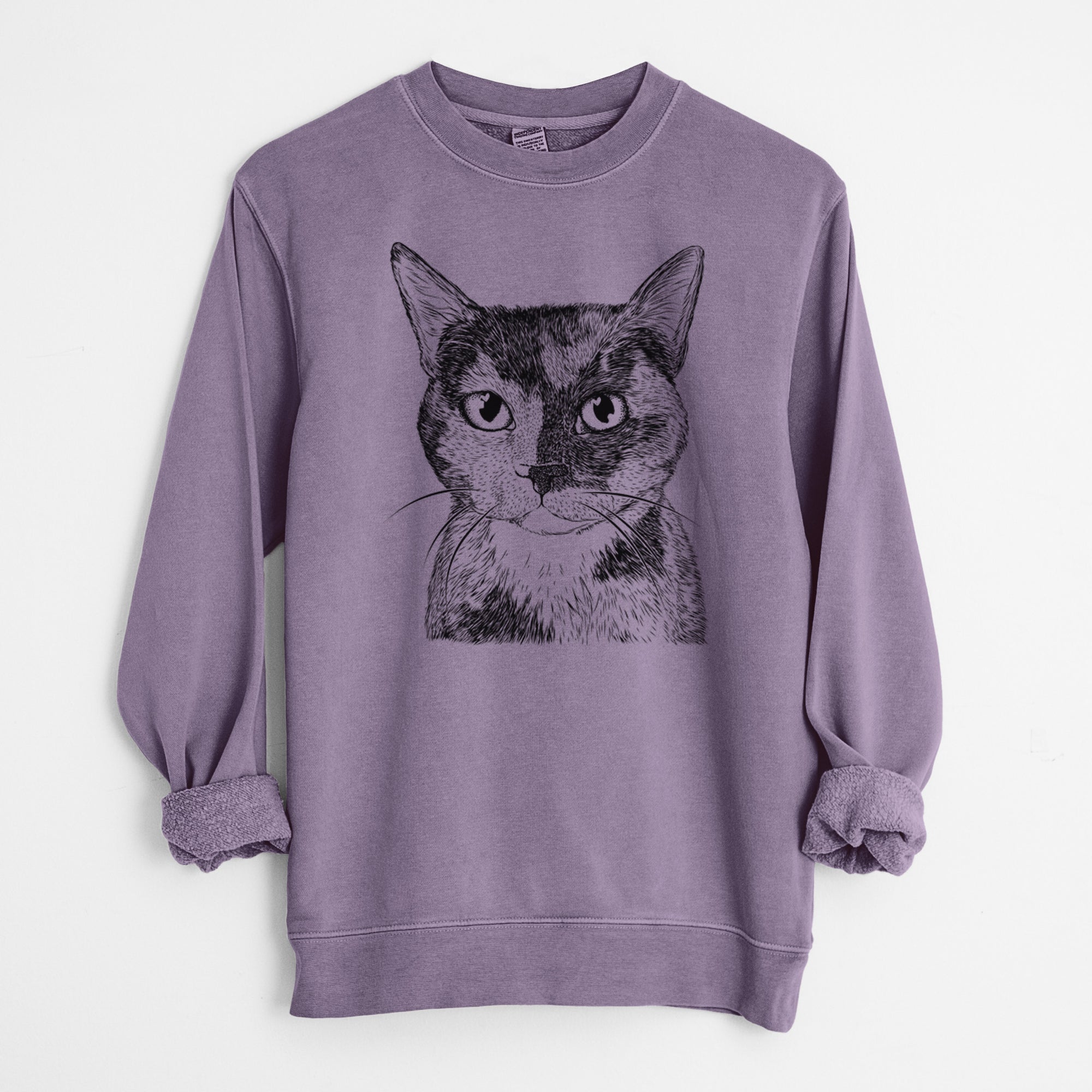 Bare Spooky Kitty the Tortoiseshell Cat - Unisex Pigment Dyed Crew Sweatshirt