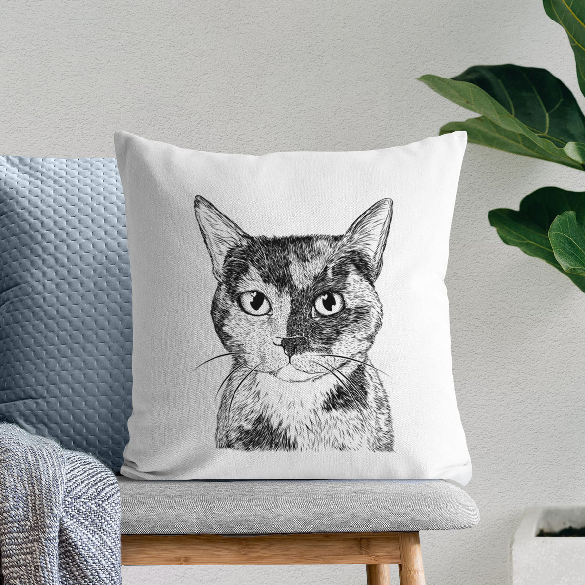Spooky Kitty the Tortoiseshell Cat - Throw Pillow Cover