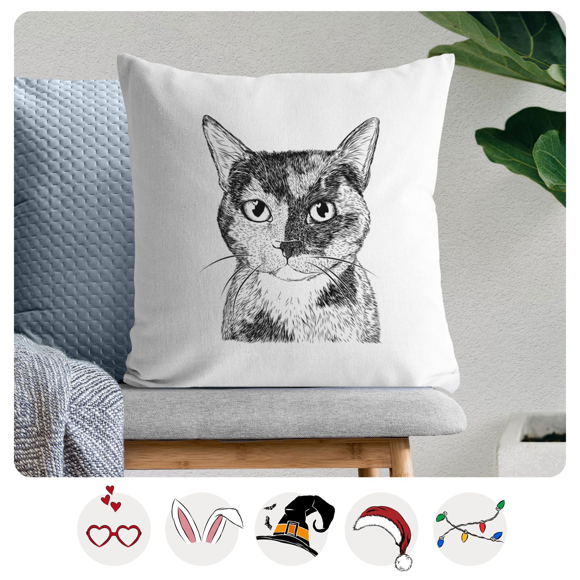 Spooky Kitty the Tortoiseshell Cat - Throw Pillow Cover