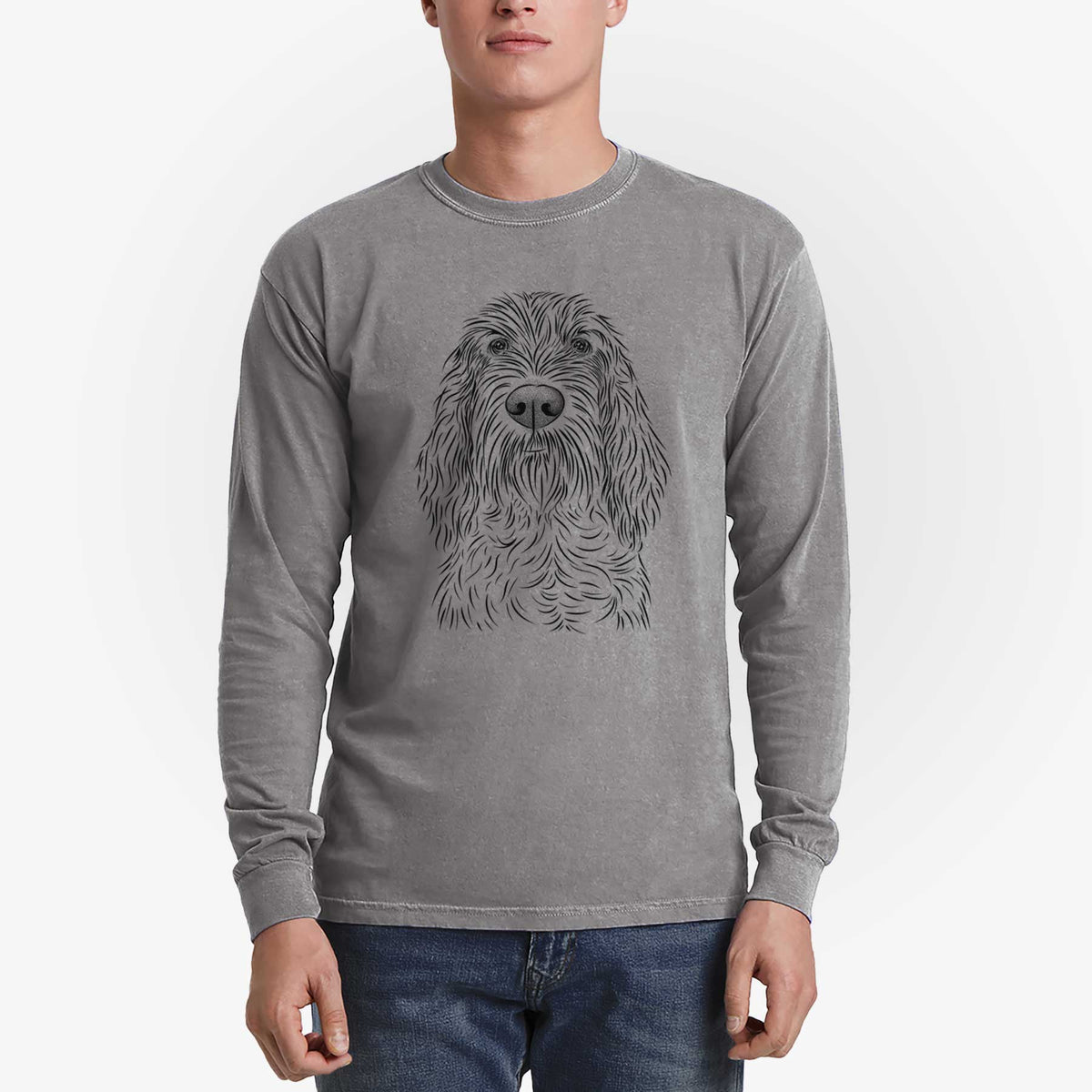 Bare Stefano the Spinone Italiano - Men's Heavyweight 100% Cotton Long Sleeve