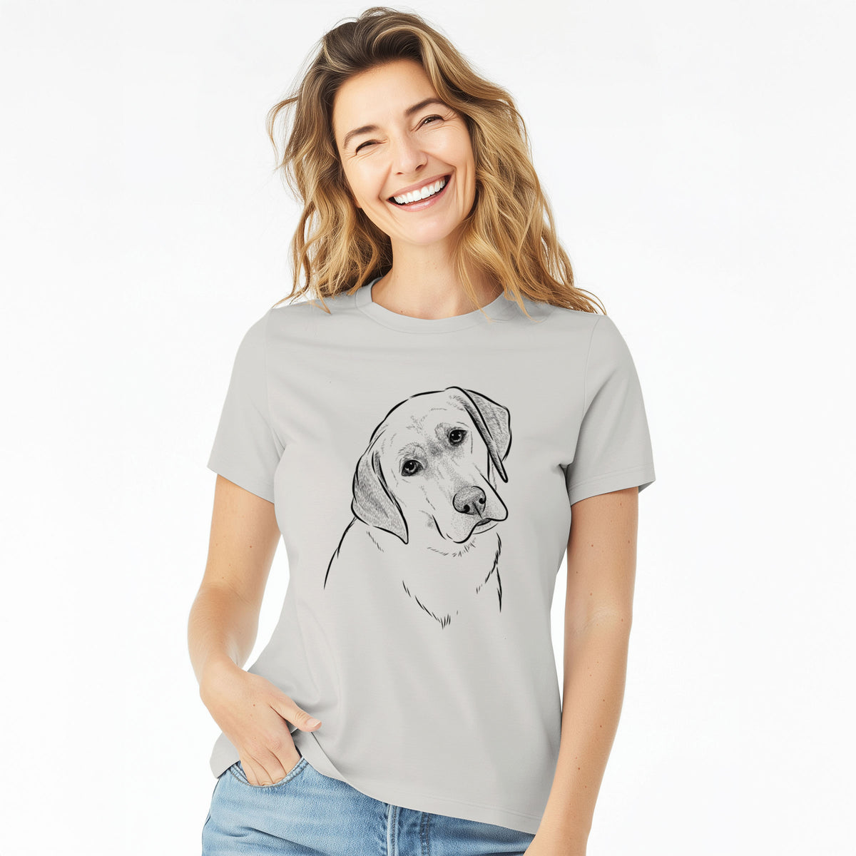 Bare Stella the Yellow Lab - Women's Lightweight Relaxed Fit 100% Cotton Crewneck