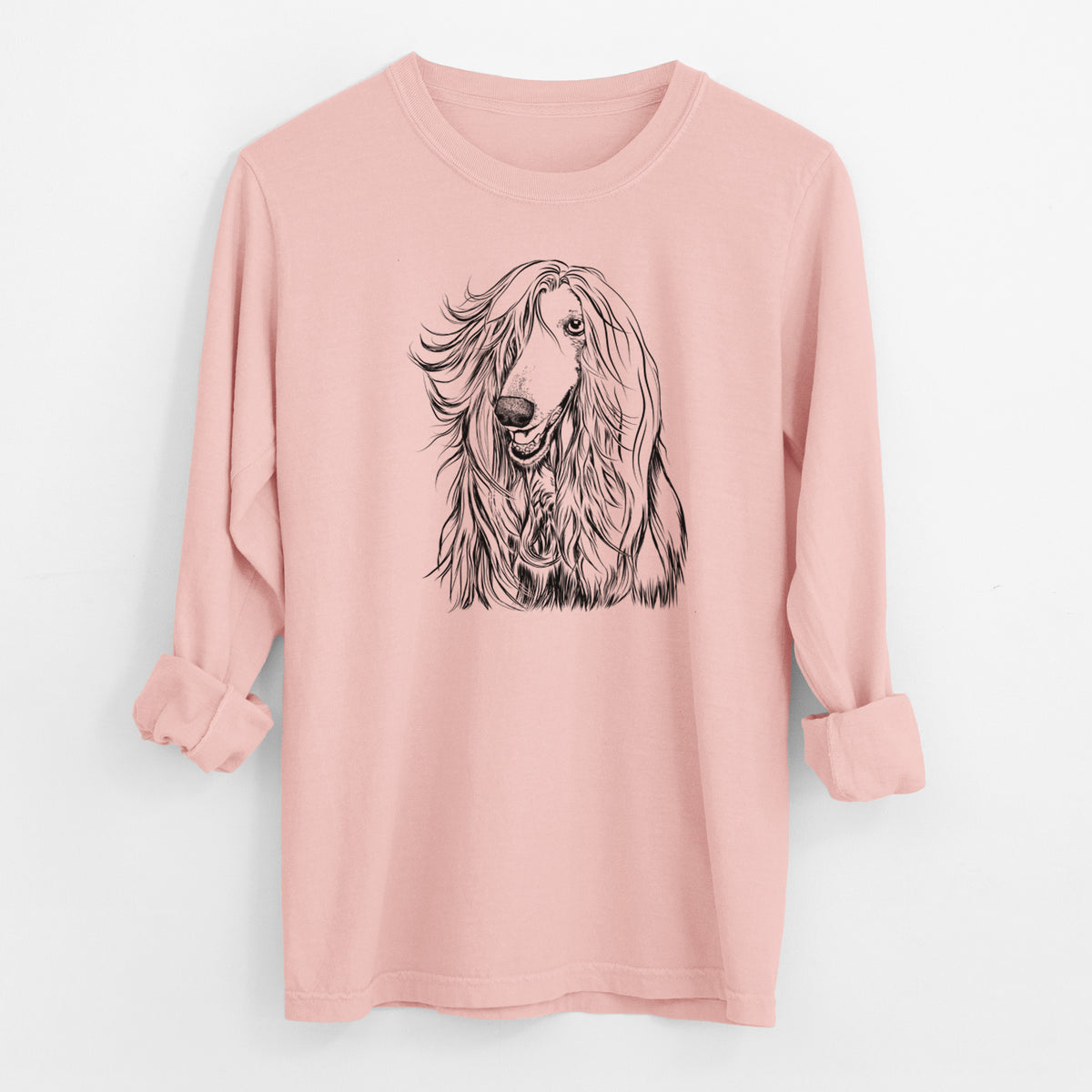 Bare Sterling the Afghan Hound - Men's Heavyweight 100% Cotton Long Sleeve