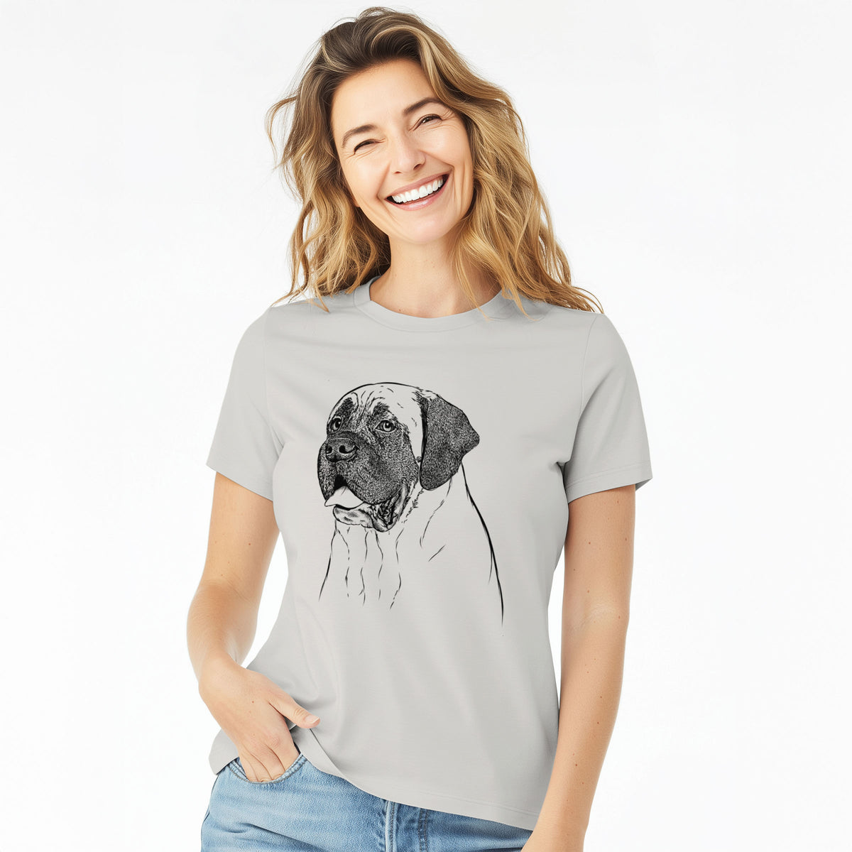 Bare Sterling the English Mastiff - Women's Lightweight Relaxed Fit 100% Cotton Crewneck