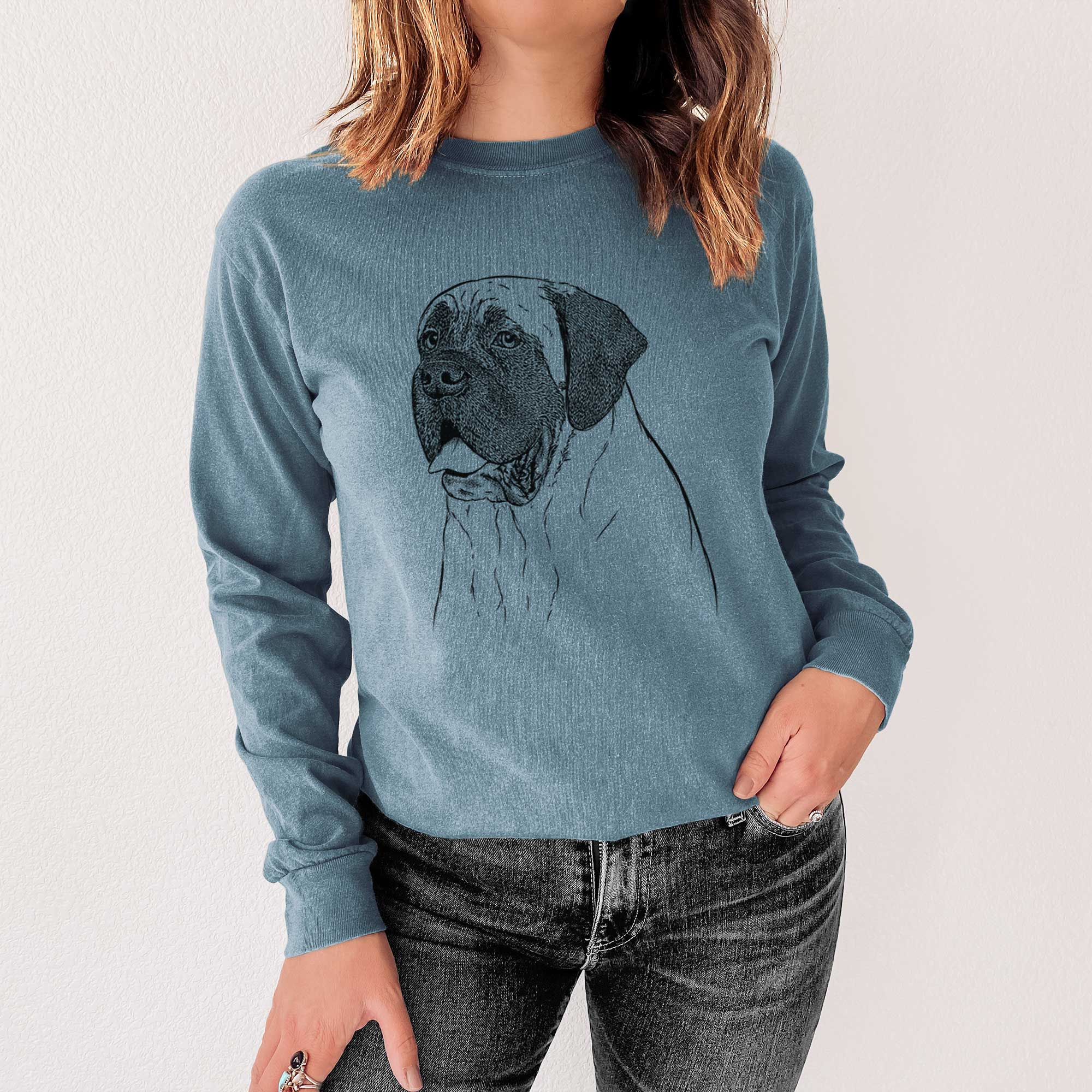 Bare Sterling the English Mastiff - Men's Heavyweight 100% Cotton Long Sleeve