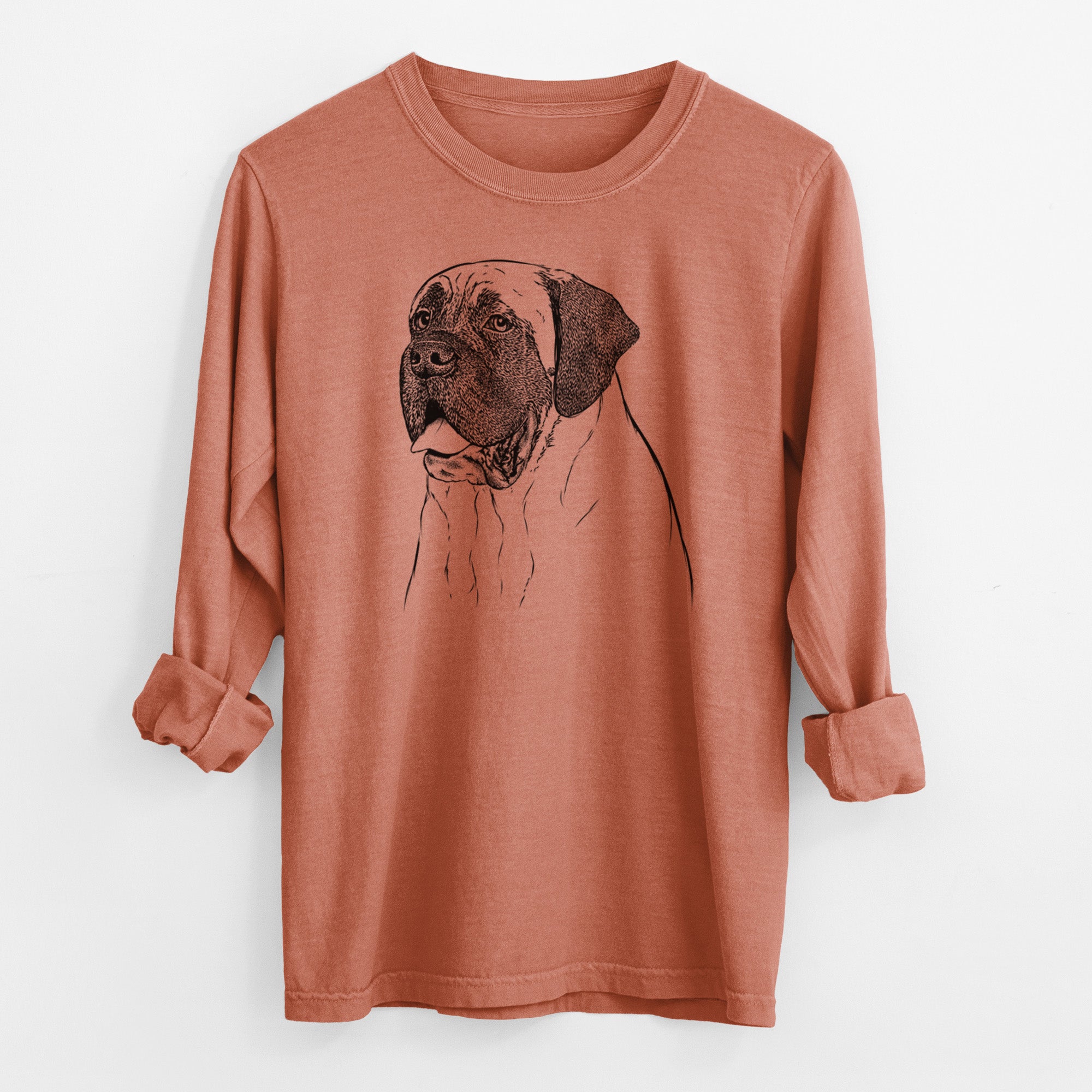 Bare Sterling the English Mastiff - Men's Heavyweight 100% Cotton Long Sleeve