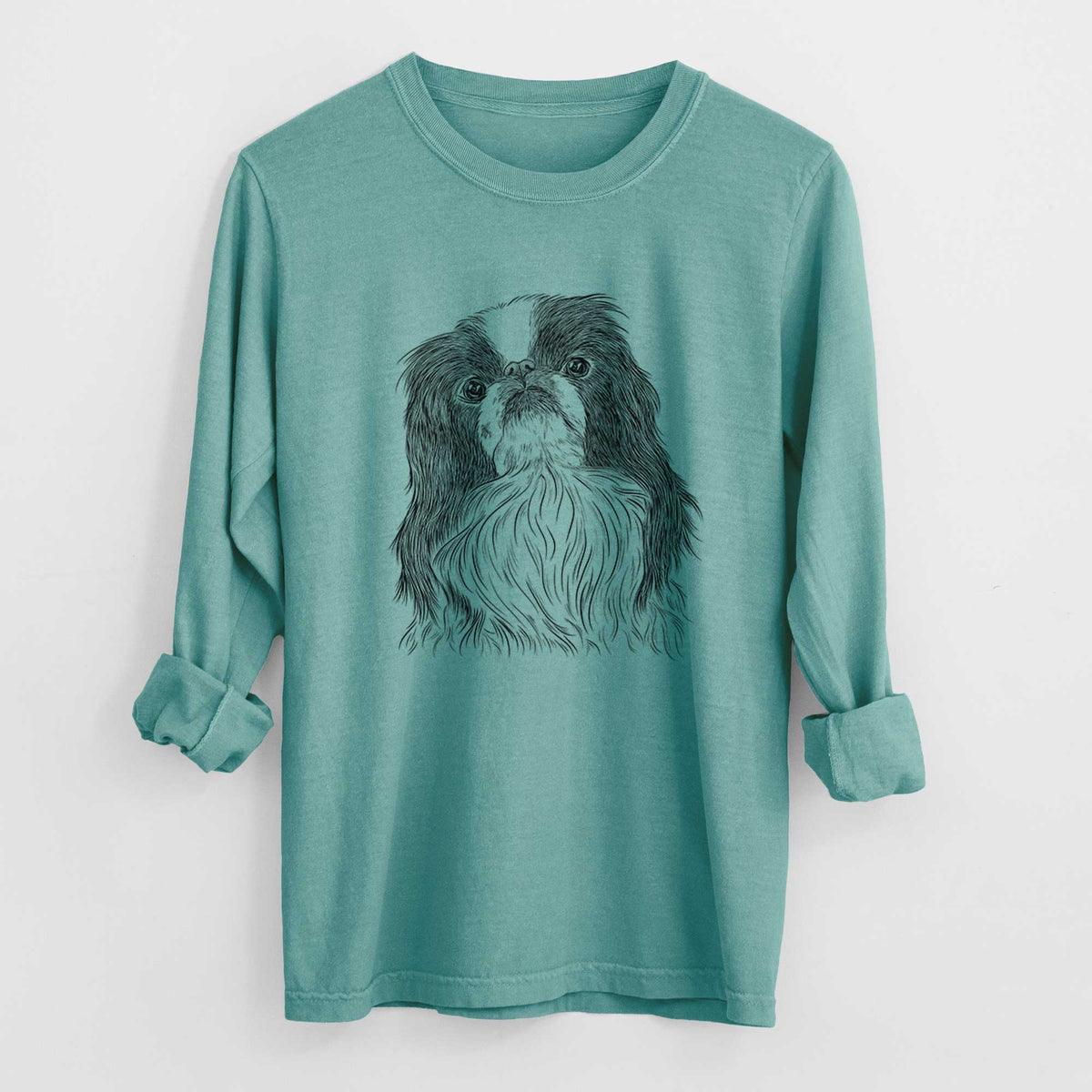 Bare Suki the Japanese Chin - Men&#39;s Heavyweight 100% Cotton Long Sleeve