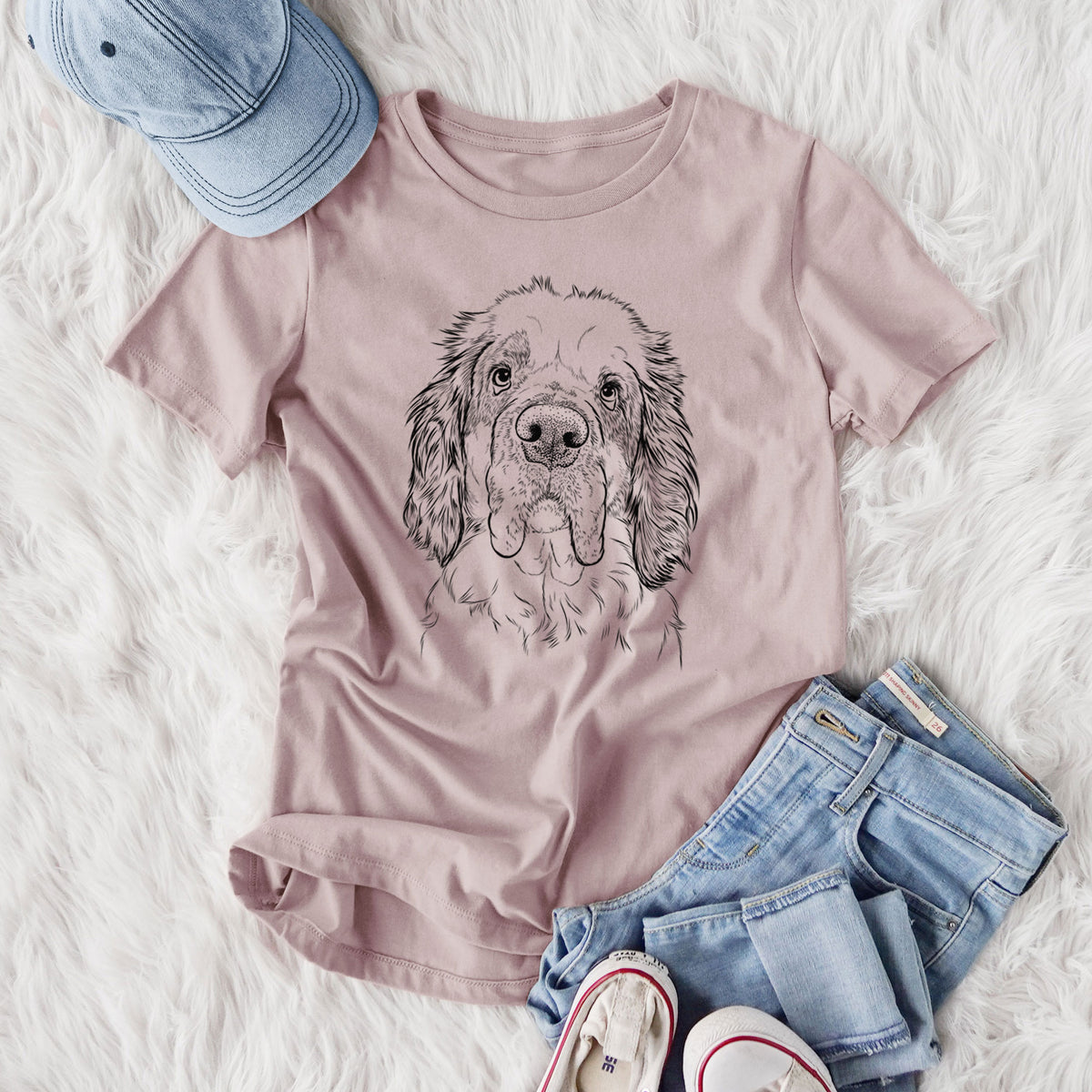 Bare Sully the Clumber Spaniel - Women's Lightweight Relaxed Fit 100% Cotton Crewneck