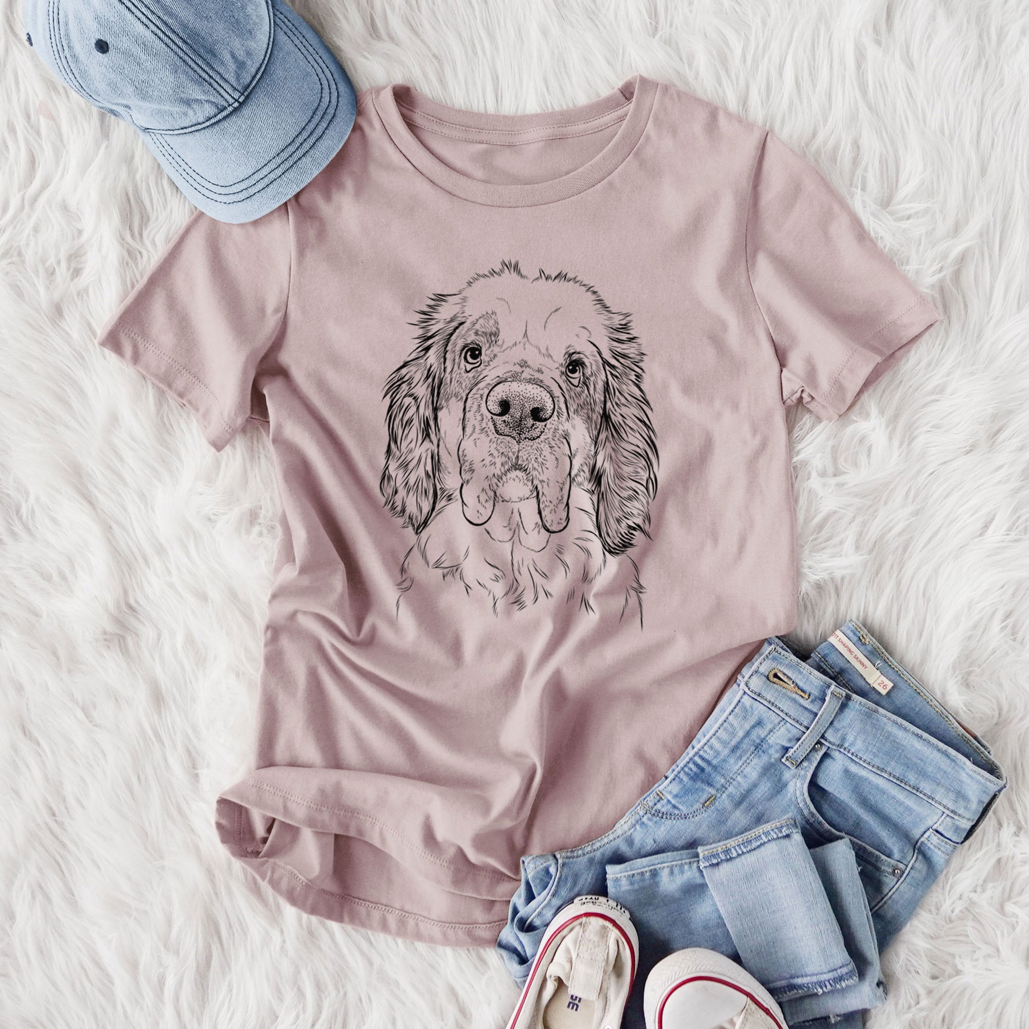 Bare Sully the Clumber Spaniel - Women's Lightweight Relaxed Fit 100% Cotton Crewneck