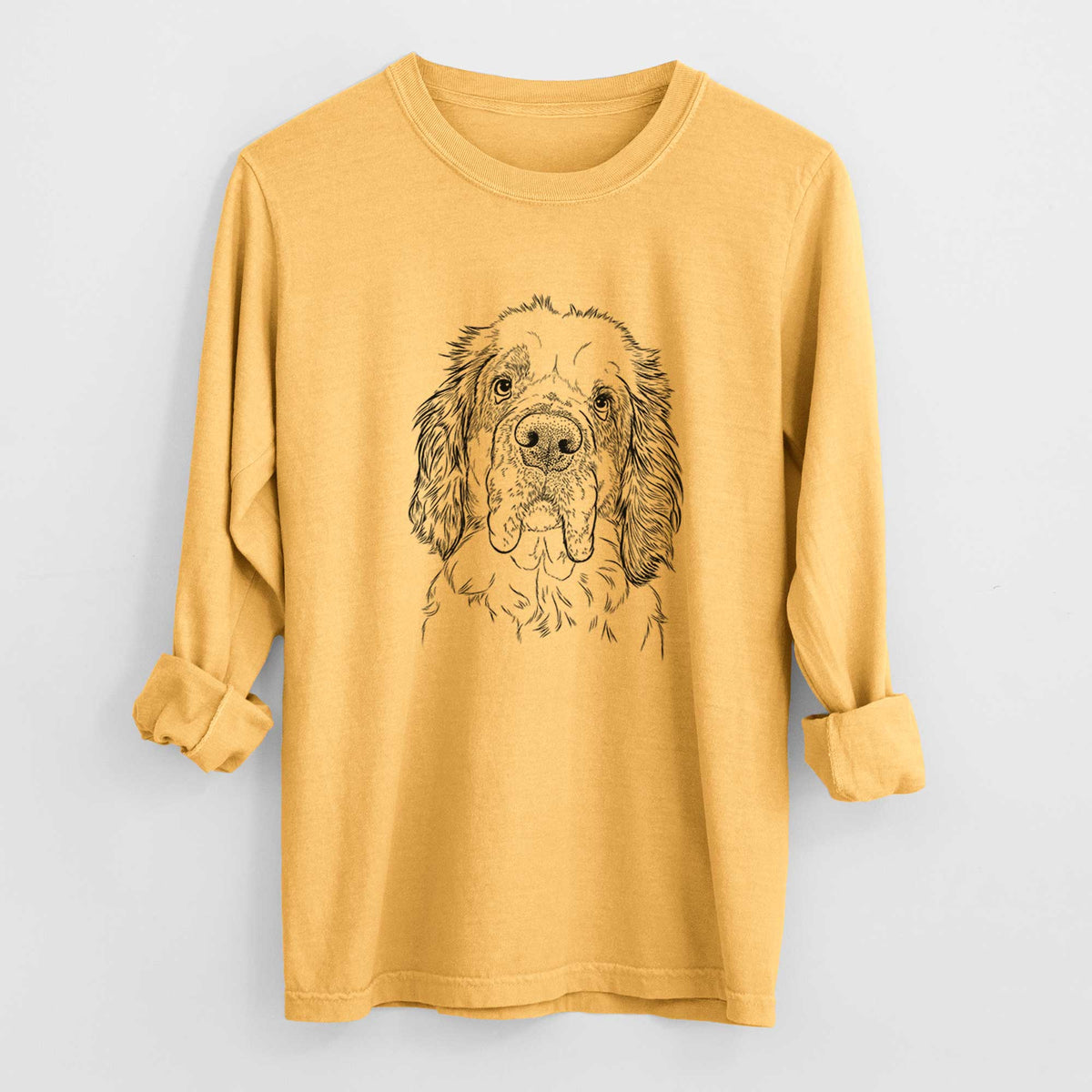 Bare Sully the Clumber Spaniel - Men's Heavyweight 100% Cotton Long Sleeve