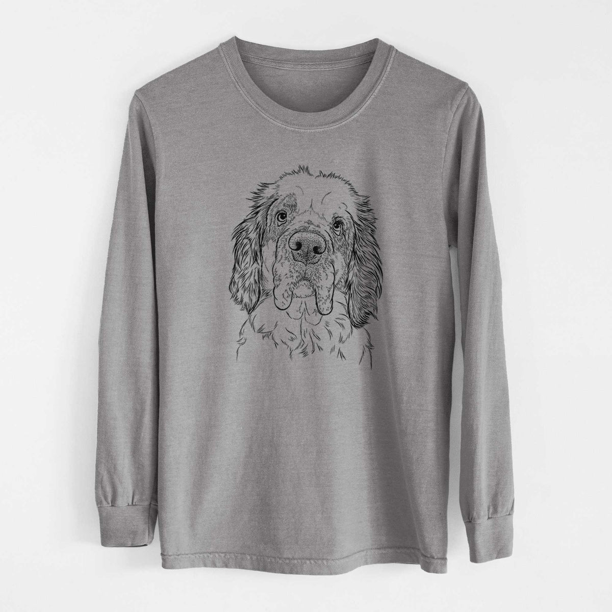 Bare Sully the Clumber Spaniel - Men's Heavyweight 100% Cotton Long Sleeve