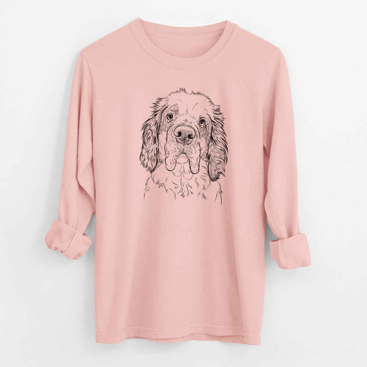 Bare Sully the Clumber Spaniel - Men's Heavyweight 100% Cotton Long Sleeve