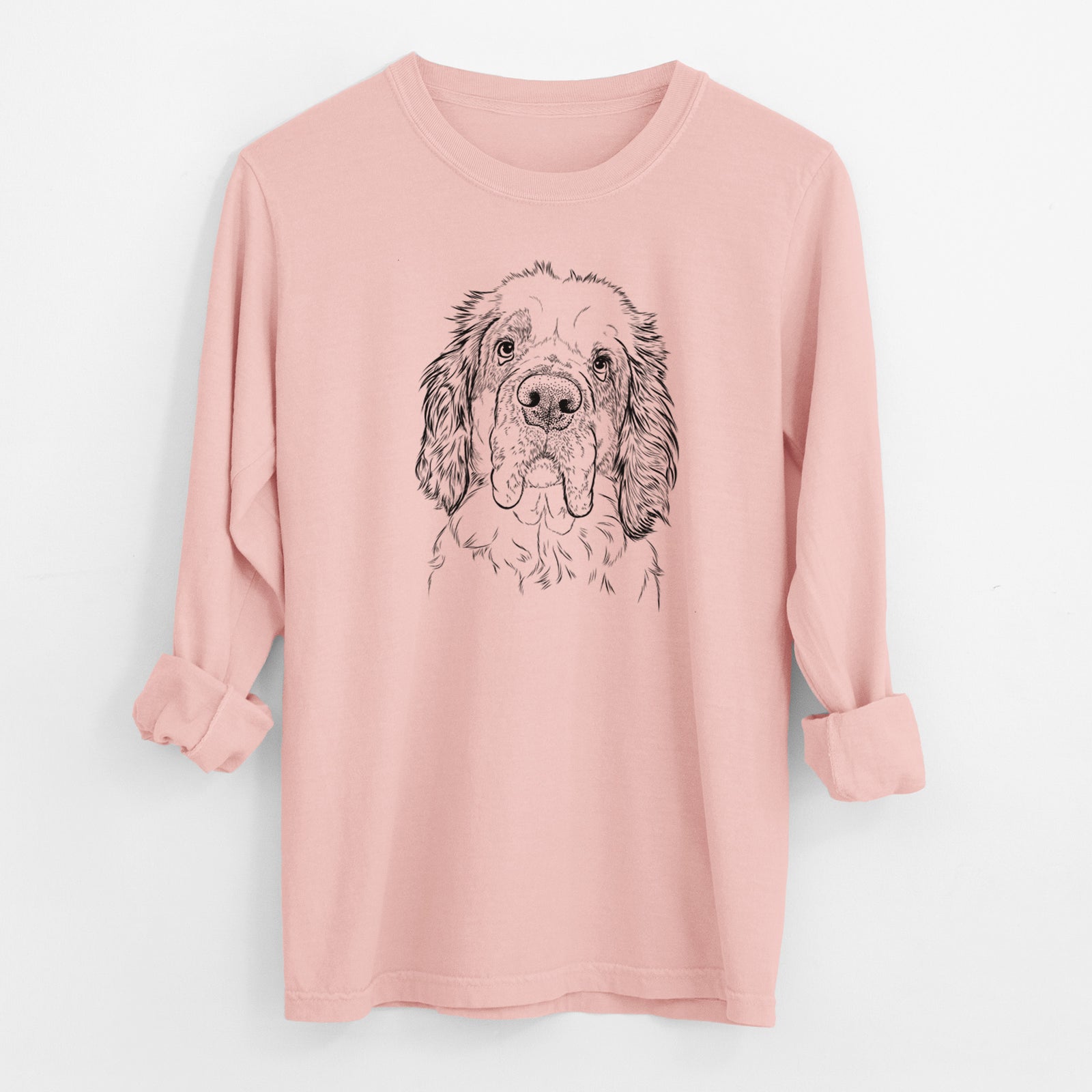 Bare Sully the Clumber Spaniel - Men's Heavyweight 100% Cotton Long Sleeve