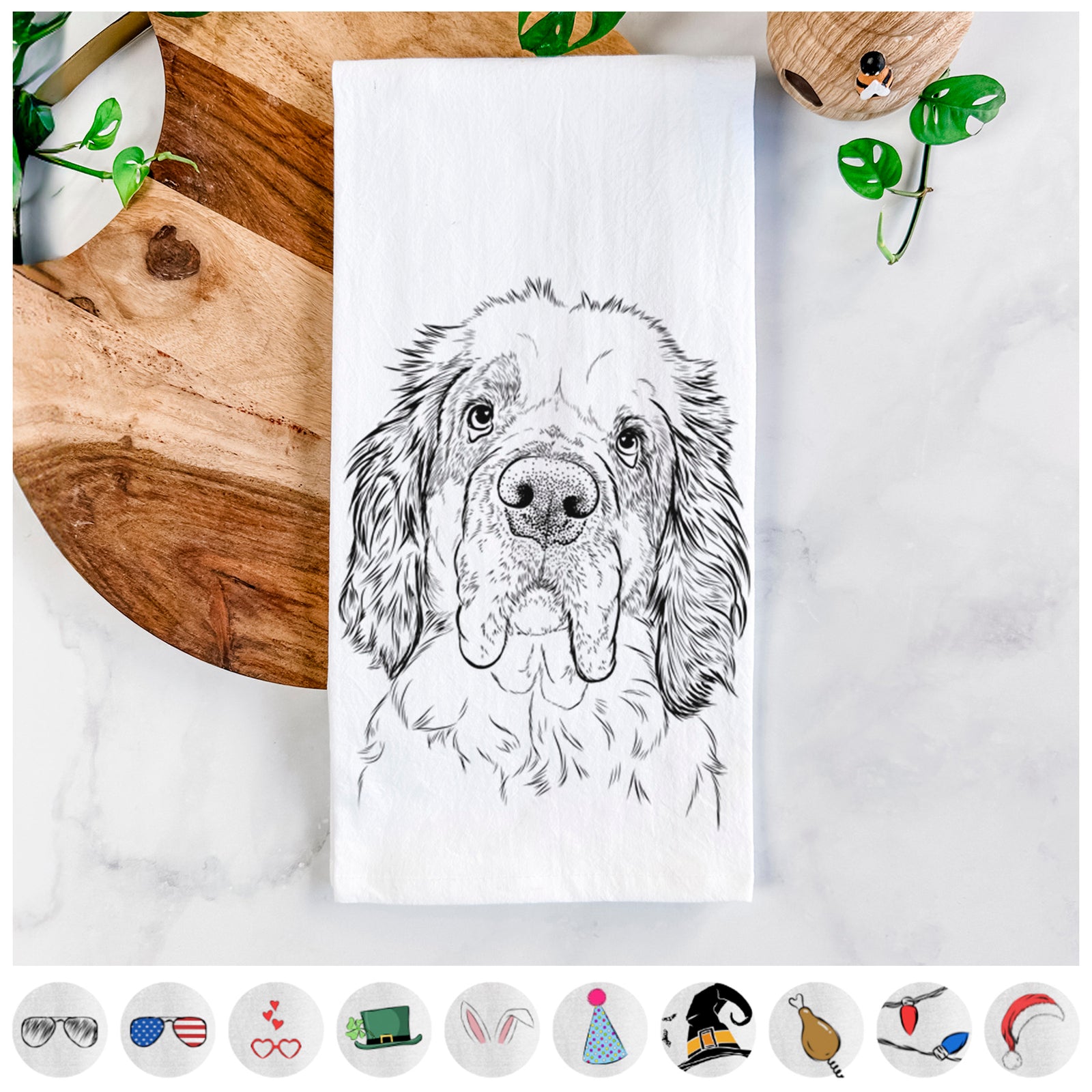 Sully the Clumber Spaniel Tea Towel