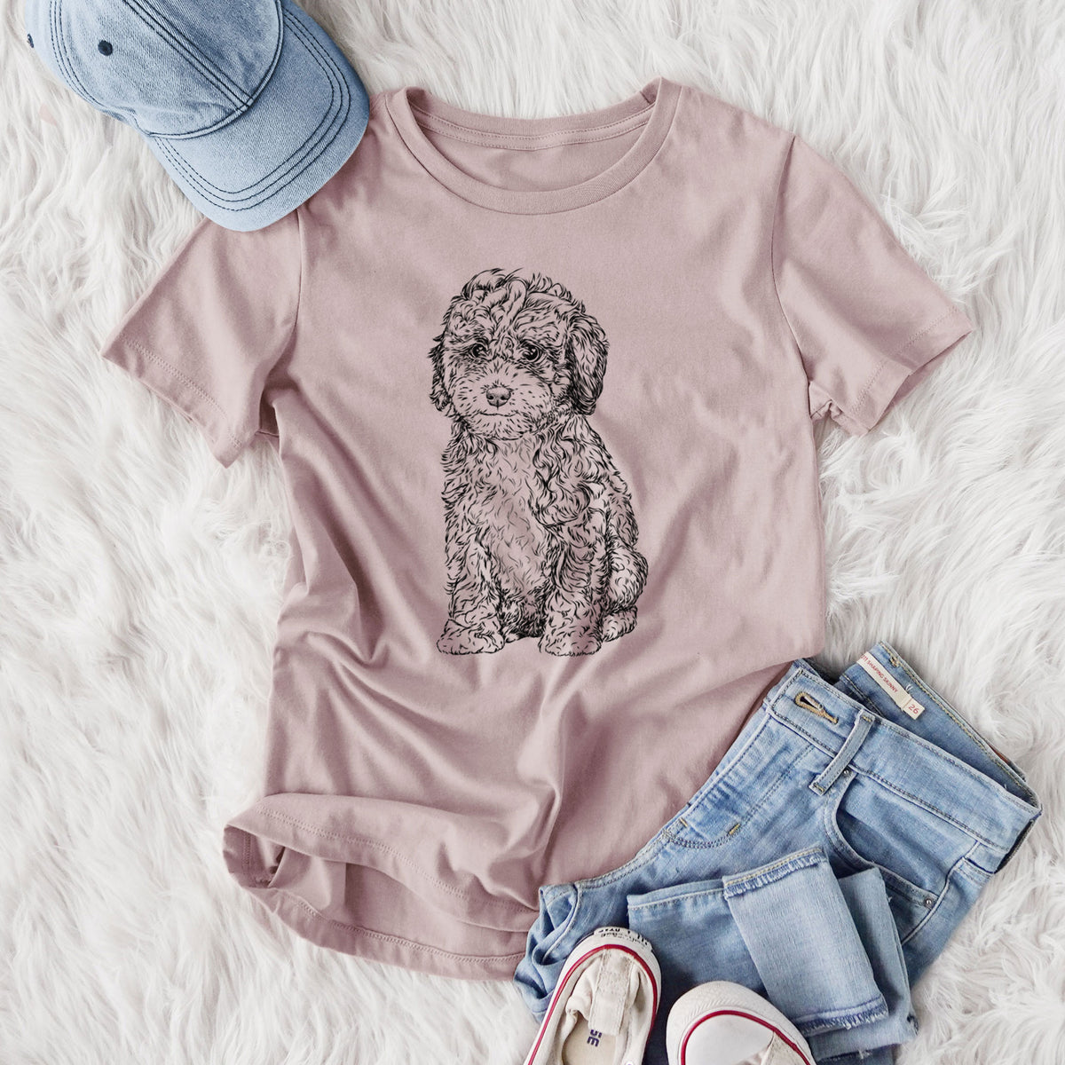 Bare Sweet Tea the Mini Doodle - Women's Lightweight Relaxed Fit 100% Cotton Crewneck