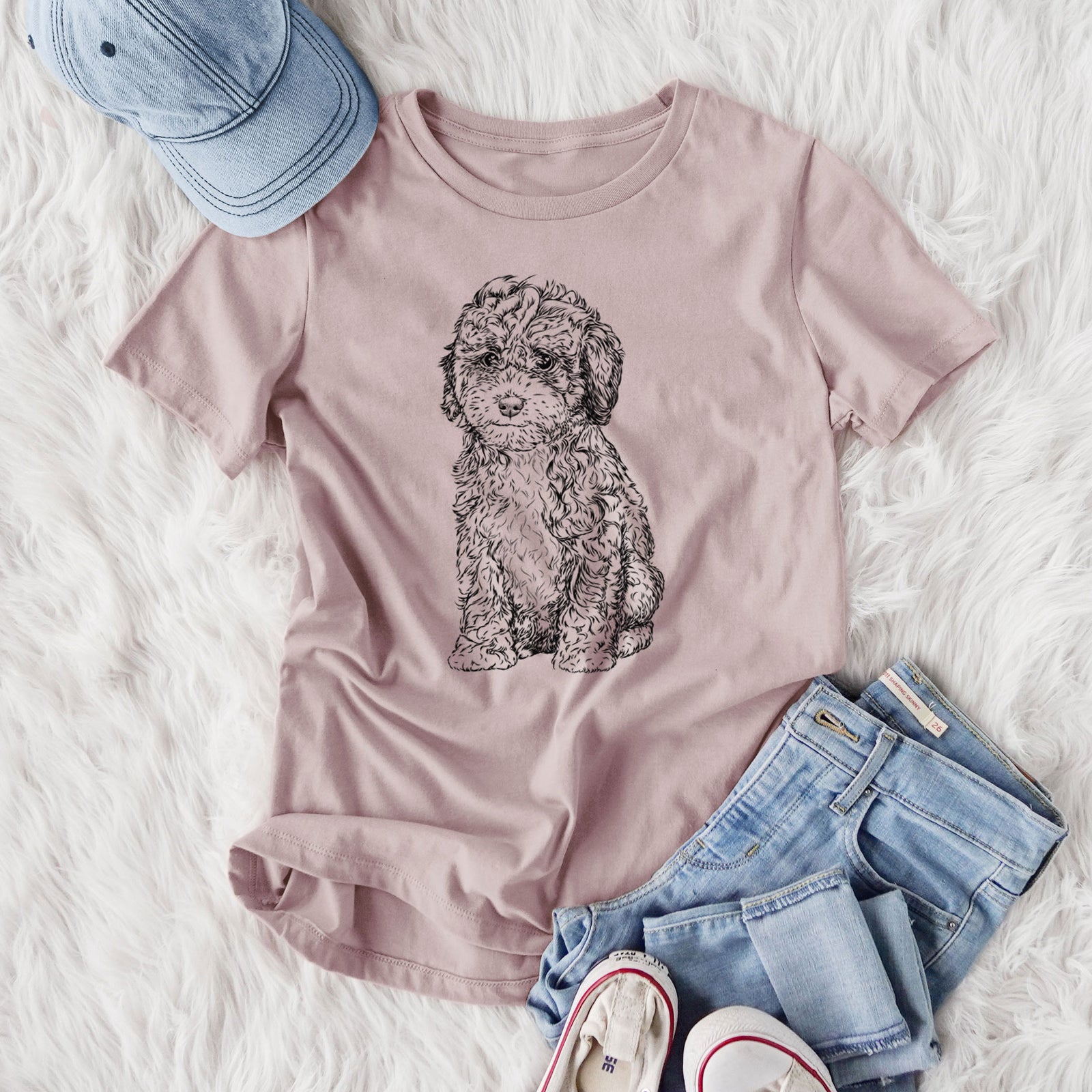 Bare Sweet Tea the Mini Doodle - Women's Lightweight Relaxed Fit 100% Cotton Crewneck
