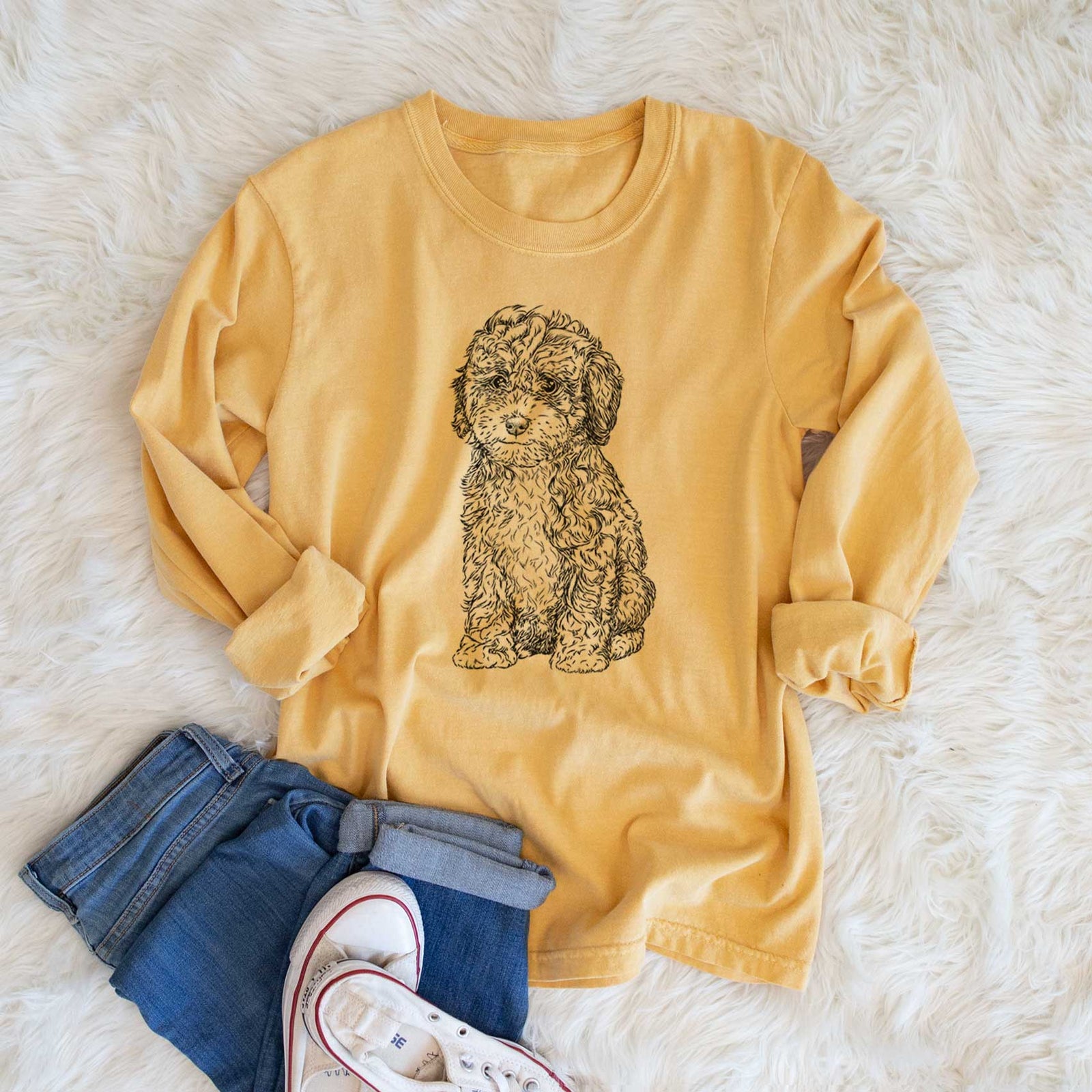 Bare Sweet Tea the Mini Doodle - Men's Heavyweight 100% Cotton Long Sleeve