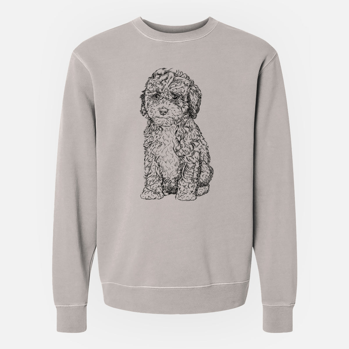 Bare Sweet Tea the Mini Doodle - Unisex Pigment Dyed Crew Sweatshirt