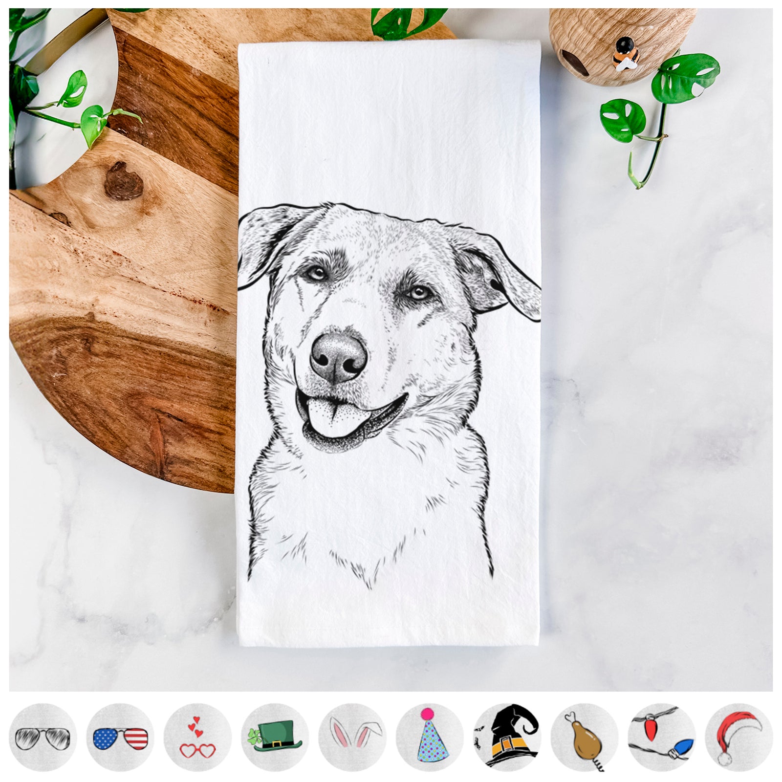 Sydney the Great Pyrenees Australian Shepherd Mix Tea Towel