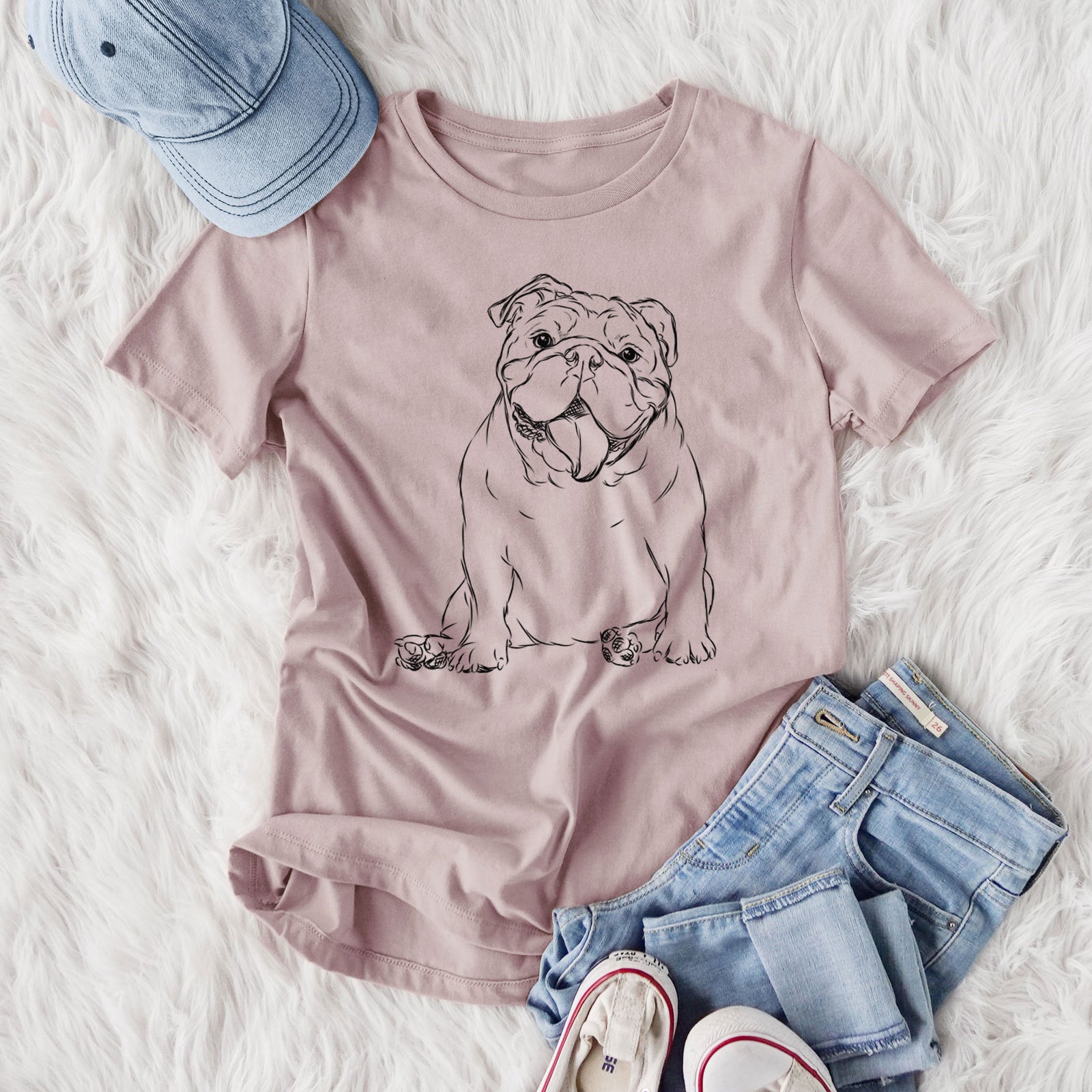 Bare Tank the English Bulldog - Women's Lightweight Relaxed Fit 100% Cotton Crewneck