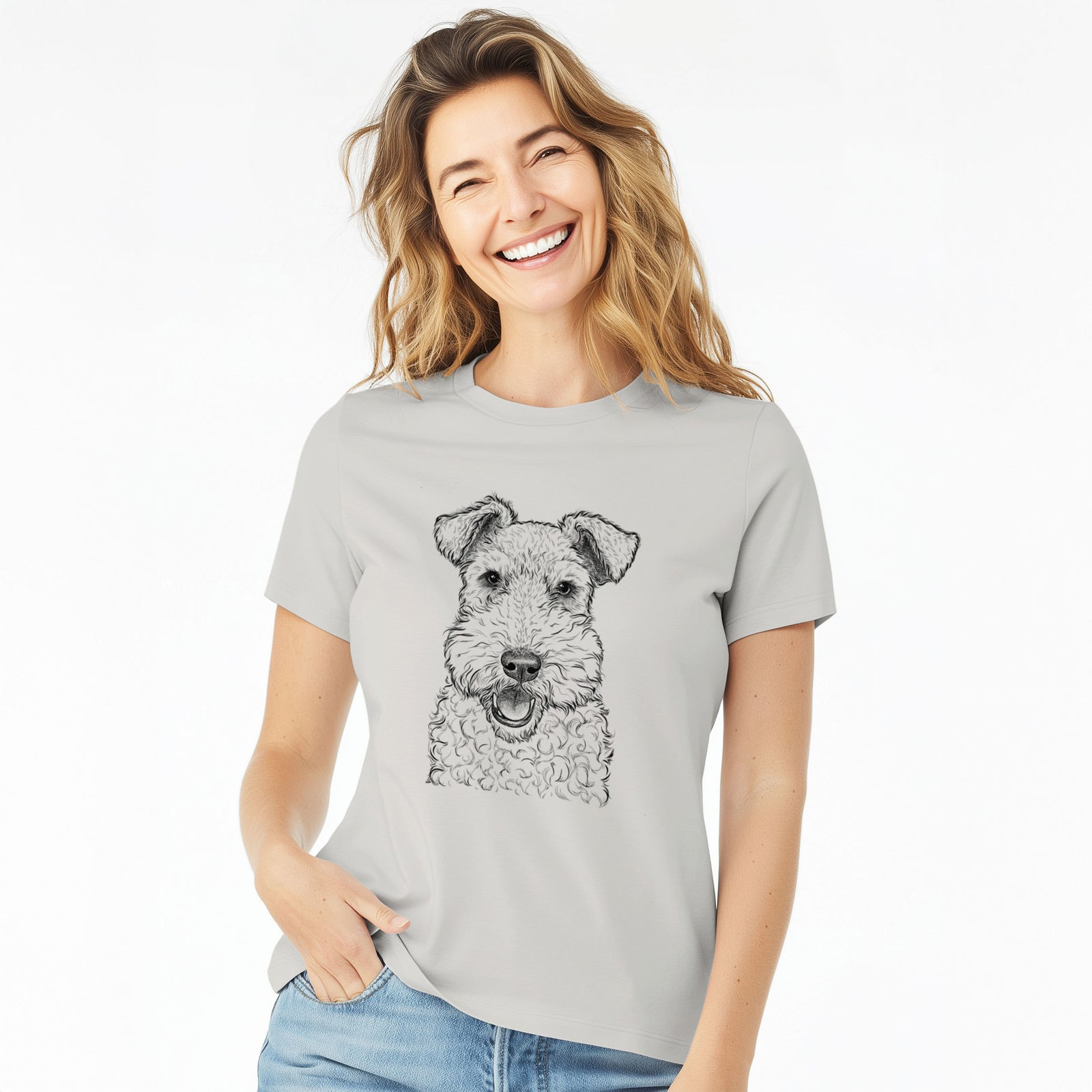 Bare Ted the Wire Fox Terrier - Women's Lightweight Relaxed Fit 100% Cotton Crewneck