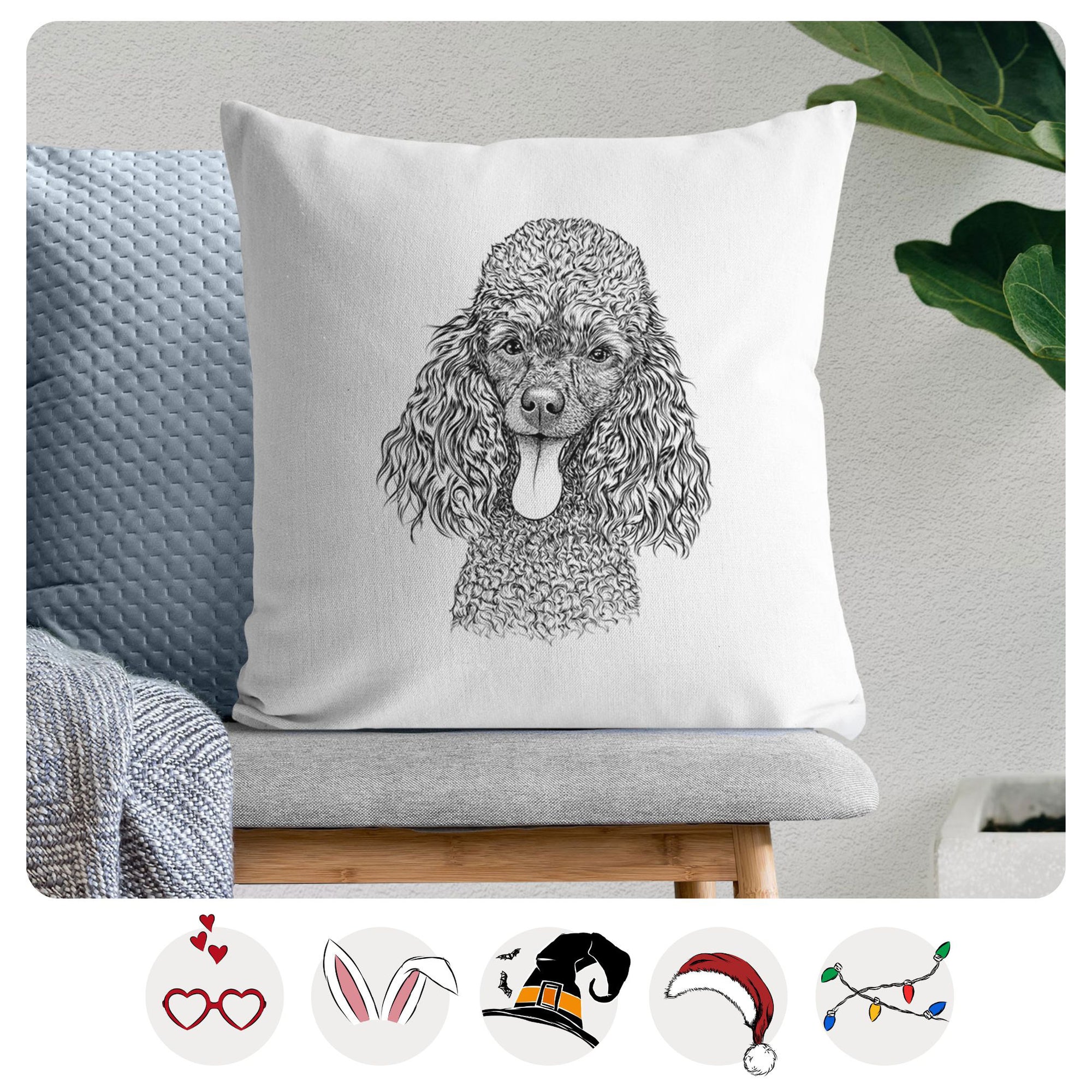 Teddy the Mini Poodle - Throw Pillow Cover