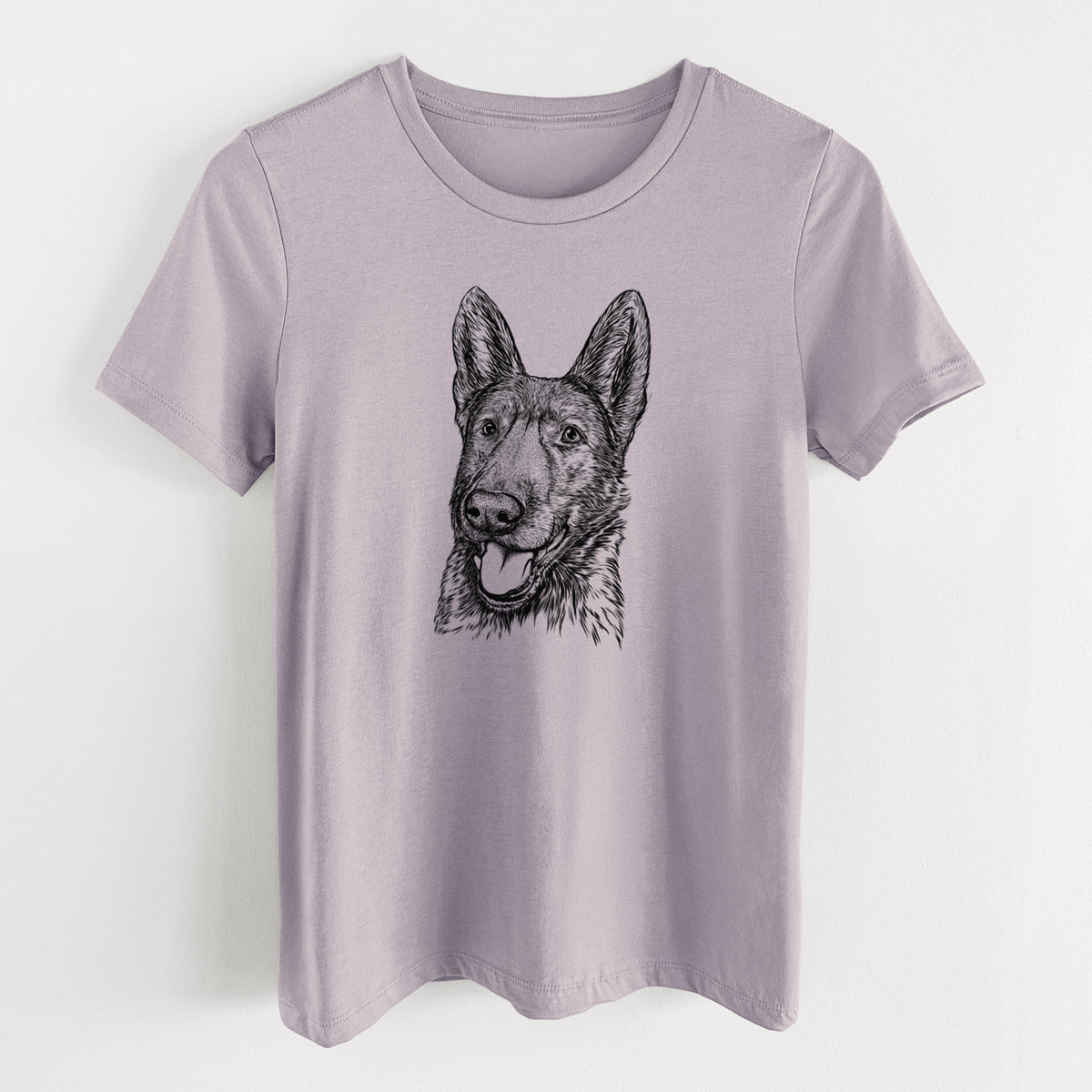 Bare Tena the German Shepherd - Women&#39;s Lightweight Relaxed Fit 100% Cotton Crewneck