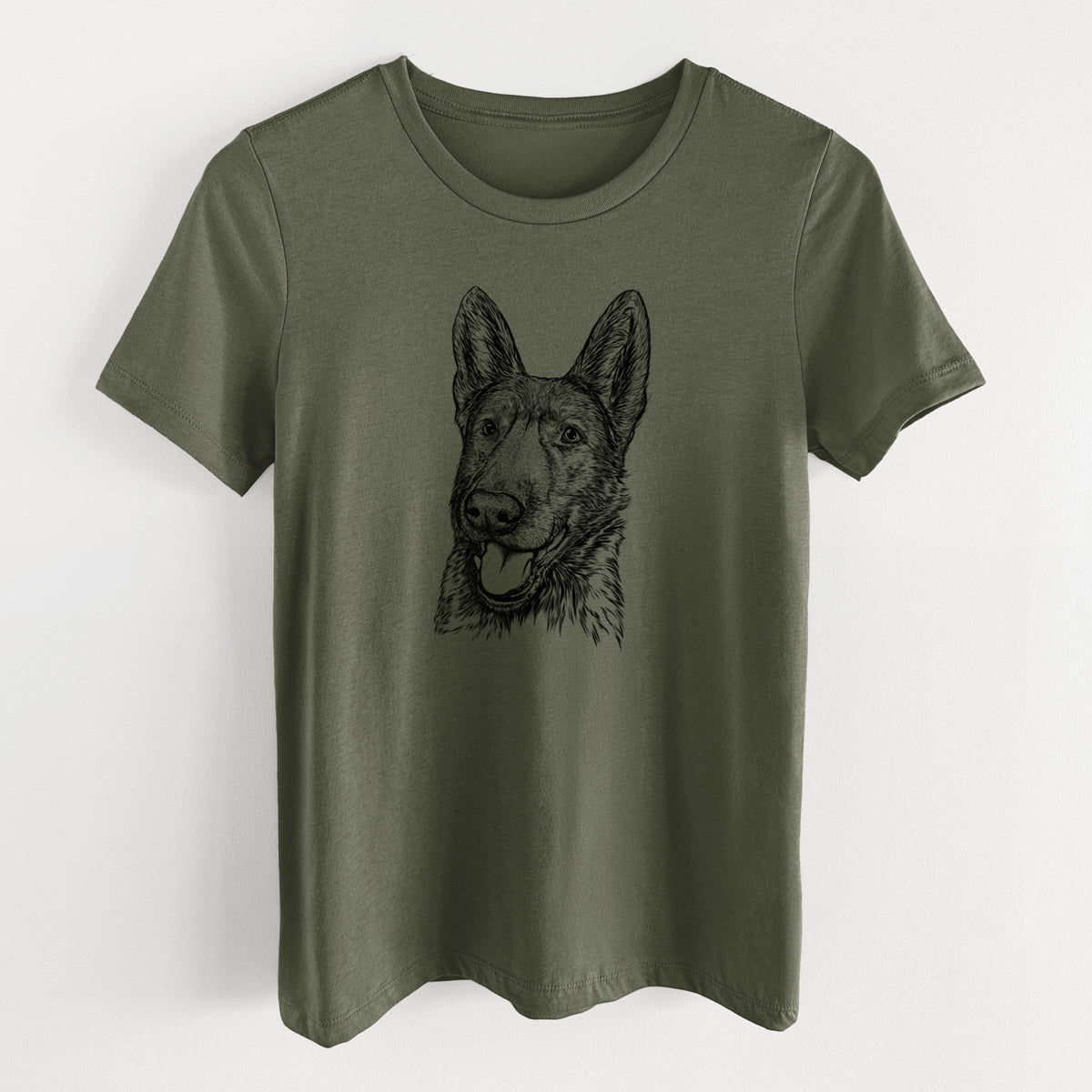 Bare Tena the German Shepherd - Women's Lightweight Relaxed Fit 100% Cotton Crewneck