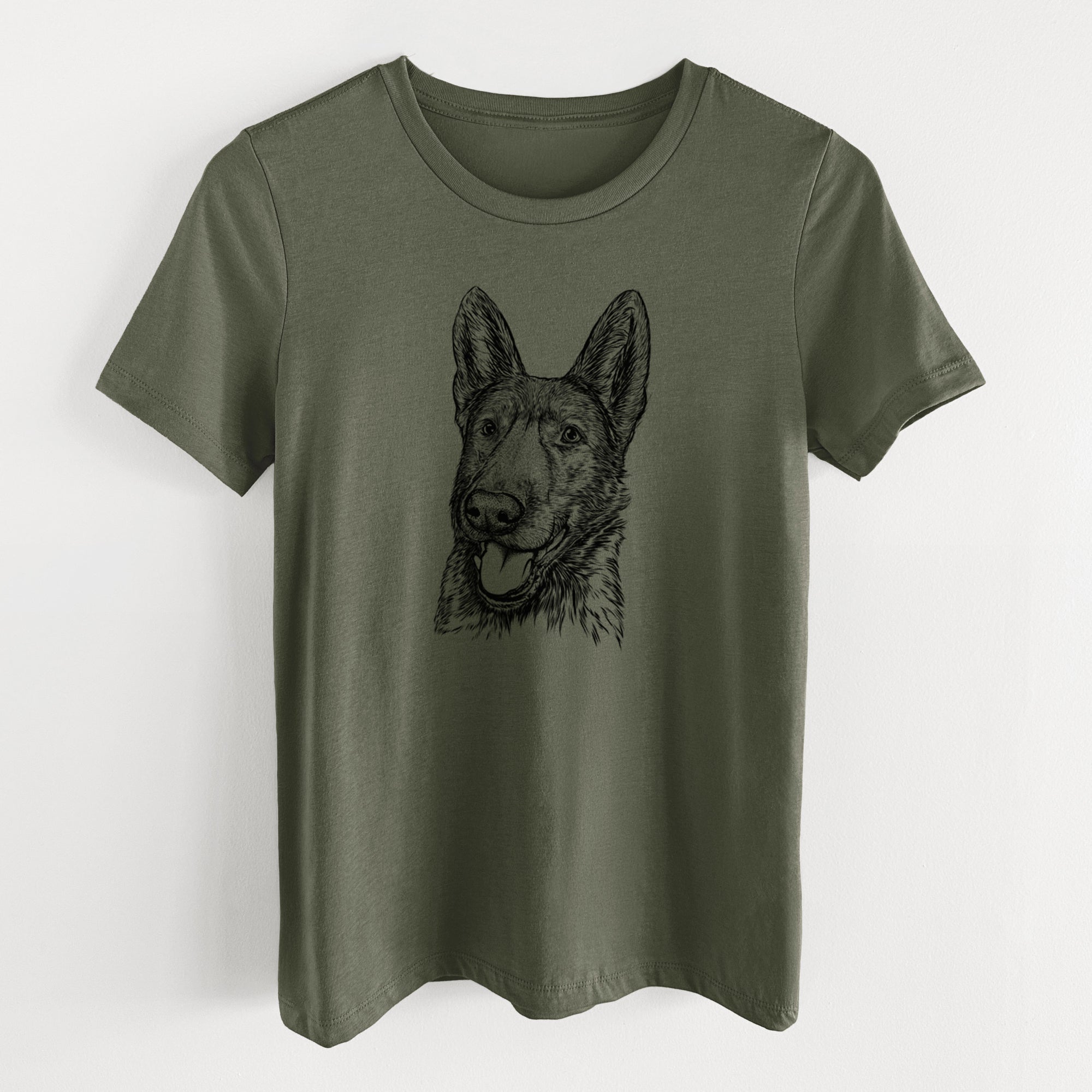 Bare Tena the German Shepherd - Women's Lightweight Relaxed Fit 100% Cotton Crewneck