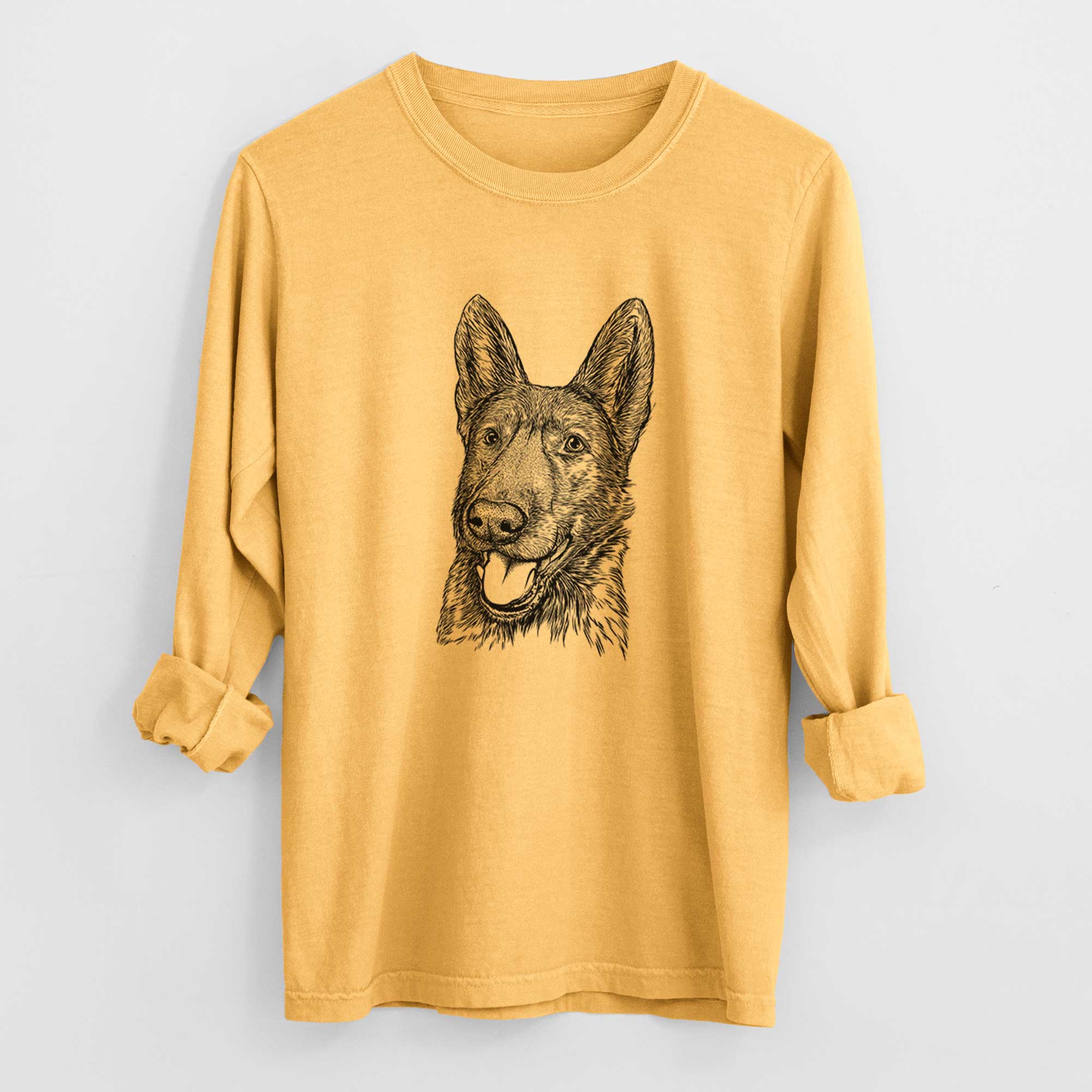 Bare Tena the German Shepherd - Men's Heavyweight 100% Cotton Long Sleeve