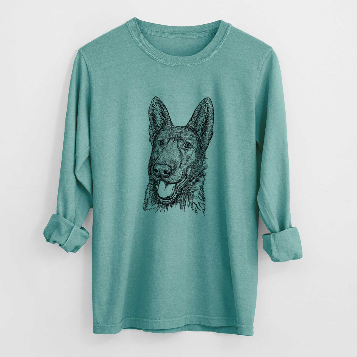 Bare Tena the German Shepherd - Men&#39;s Heavyweight 100% Cotton Long Sleeve