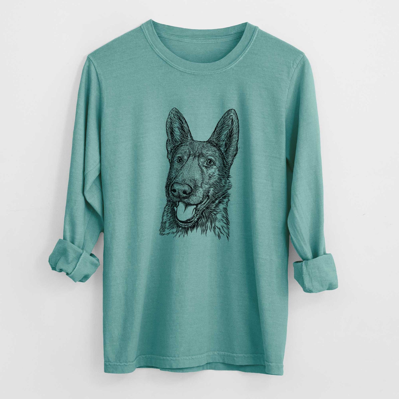 Bare Tena the German Shepherd - Men's Heavyweight 100% Cotton Long Sleeve