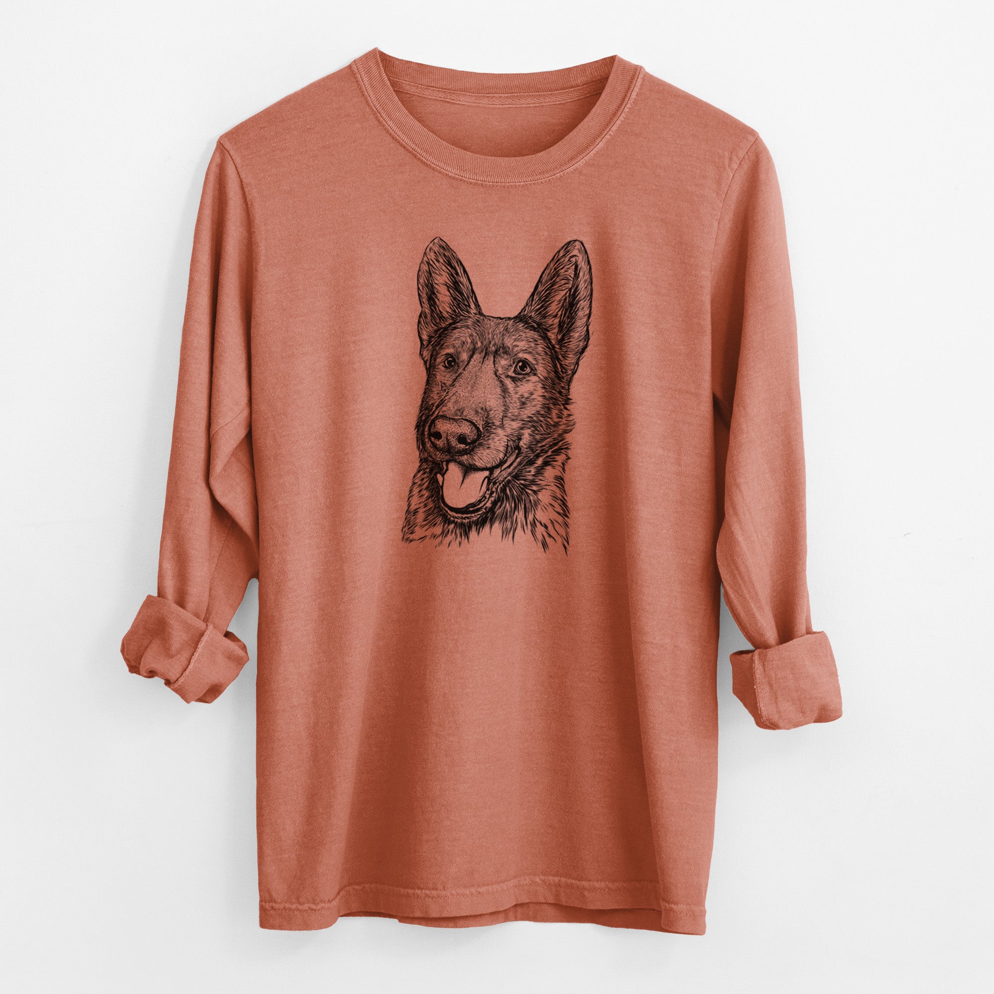 Bare Tena the German Shepherd - Men's Heavyweight 100% Cotton Long Sleeve