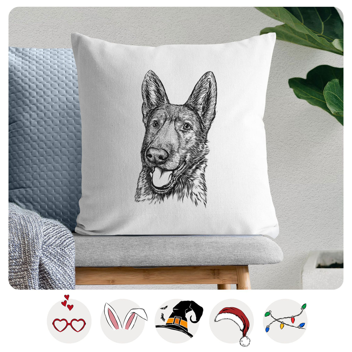 Tena the German Shepherd - Throw Pillow Cover