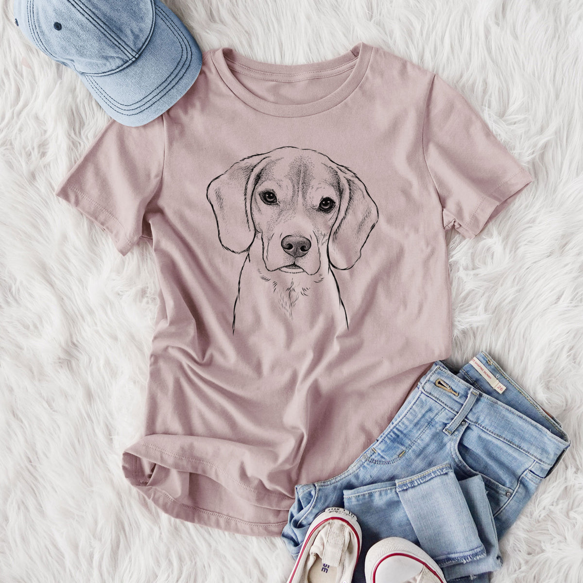 Bare Thea the Beagle - Women's Lightweight Relaxed Fit 100% Cotton Crewneck